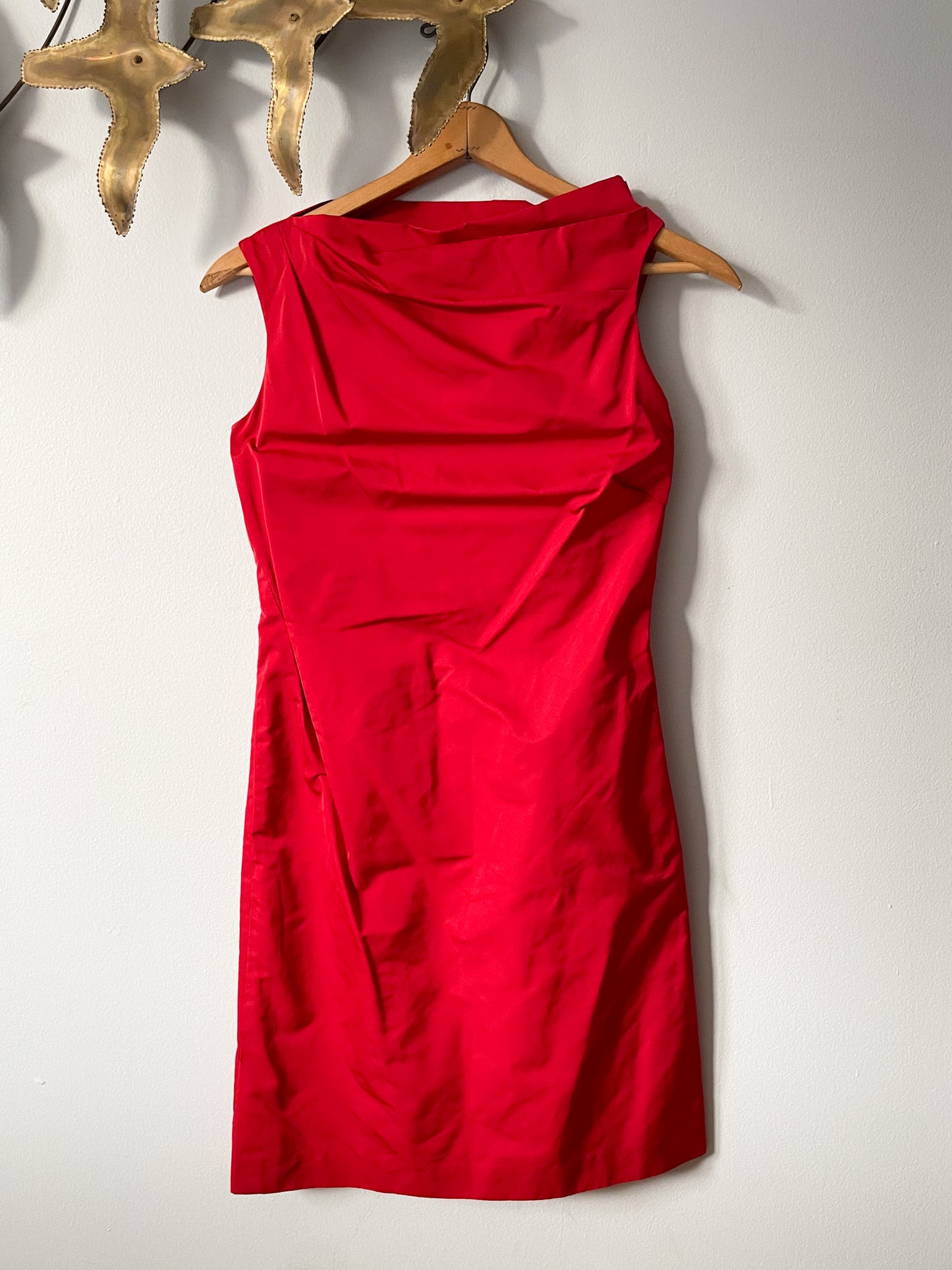 Lida Baday Red Gathered Sheath Dress - Size 2