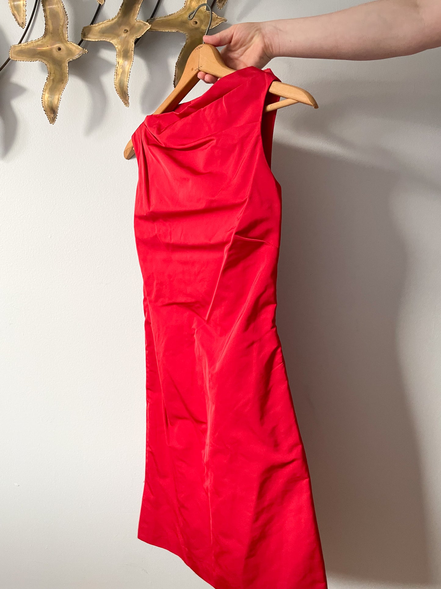 Lida Baday Red Gathered Sheath Dress - Size 2