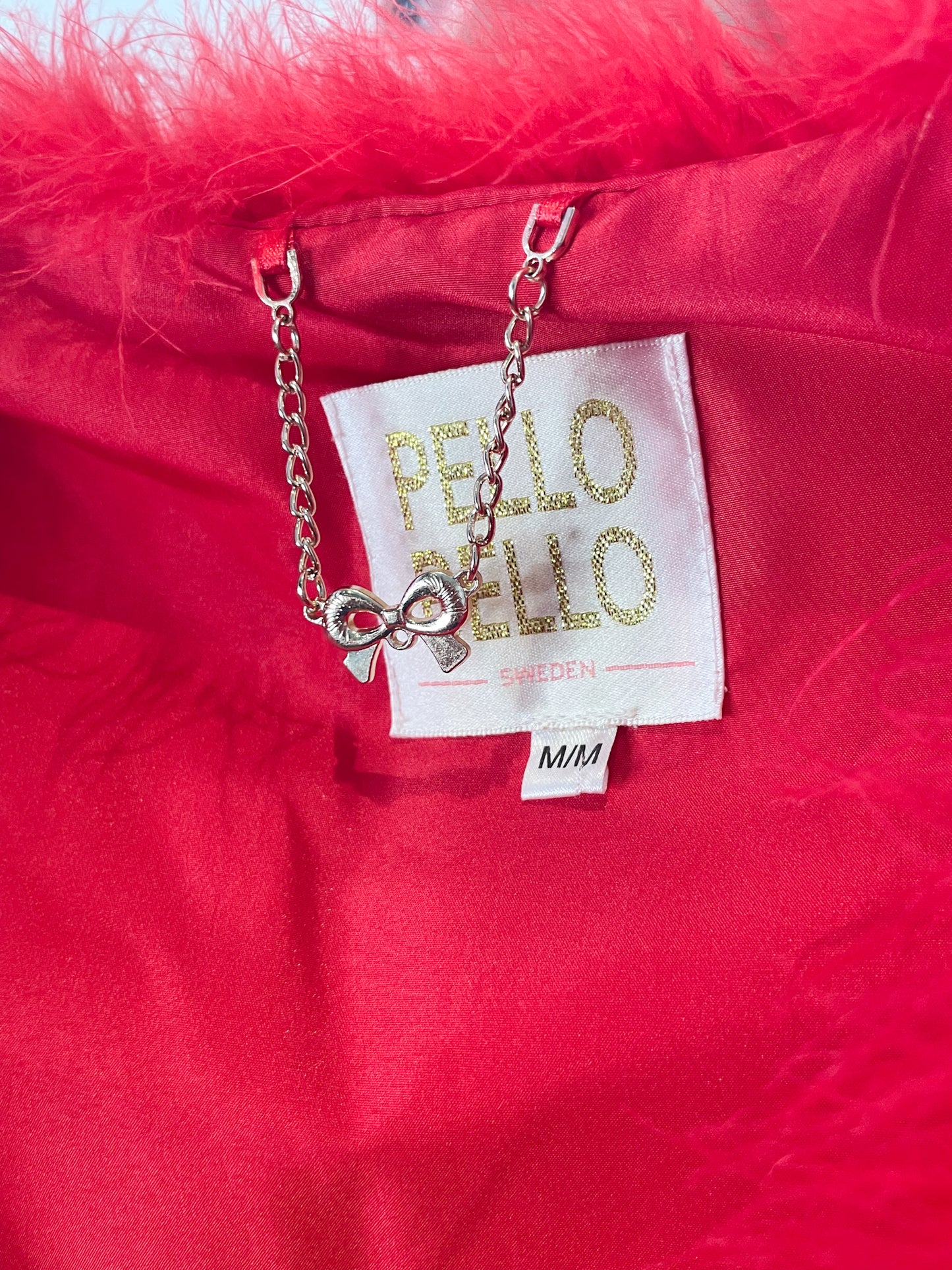 Pello Bello Red Real Feather Fluffy Statement Jacket - Medium (In-Store / Local KW Exclusive)