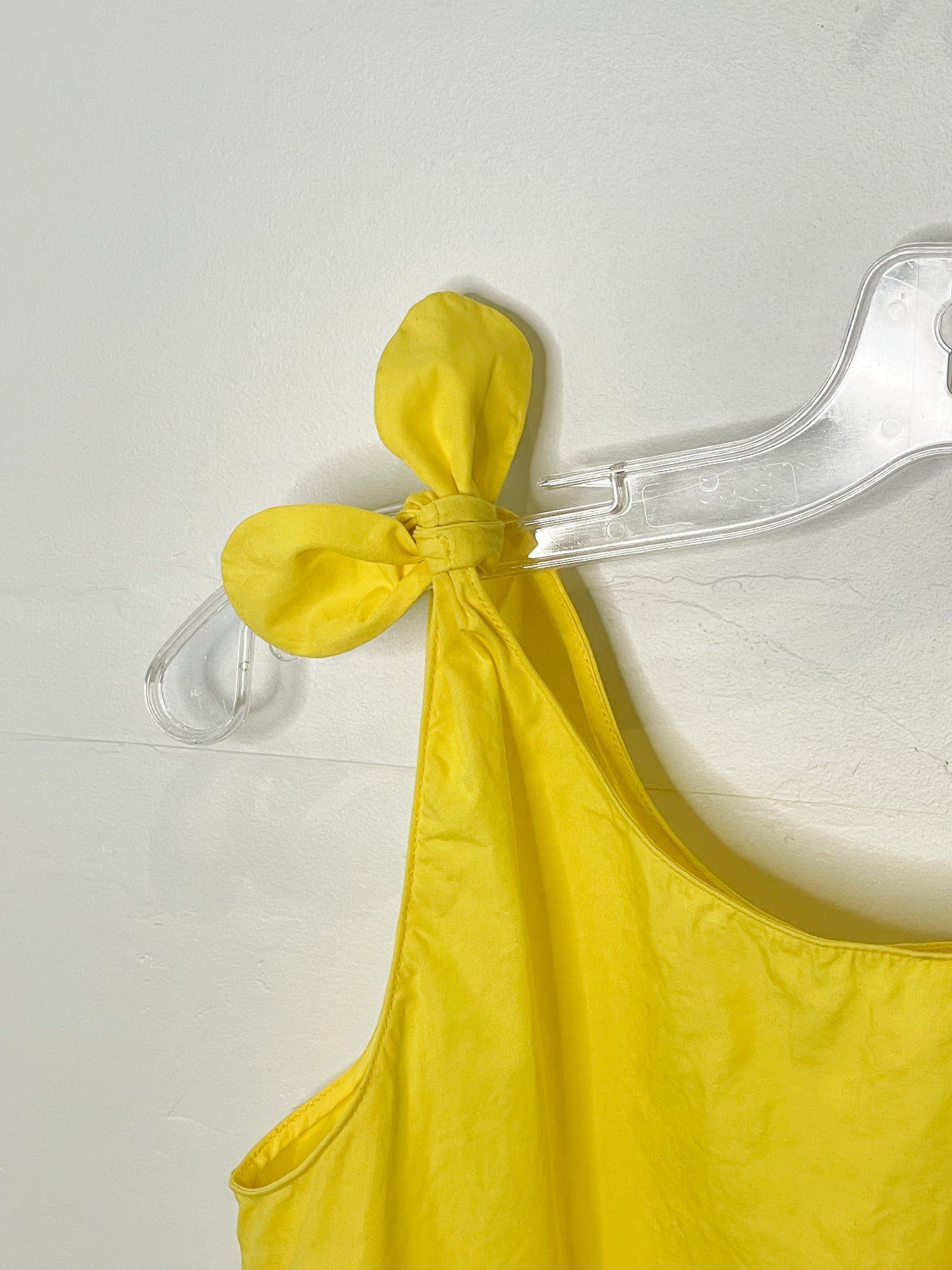 Zara Trafaluc Yellow 100% Cotton Bow Shoulder Button Back Sleeveless Top - Small
