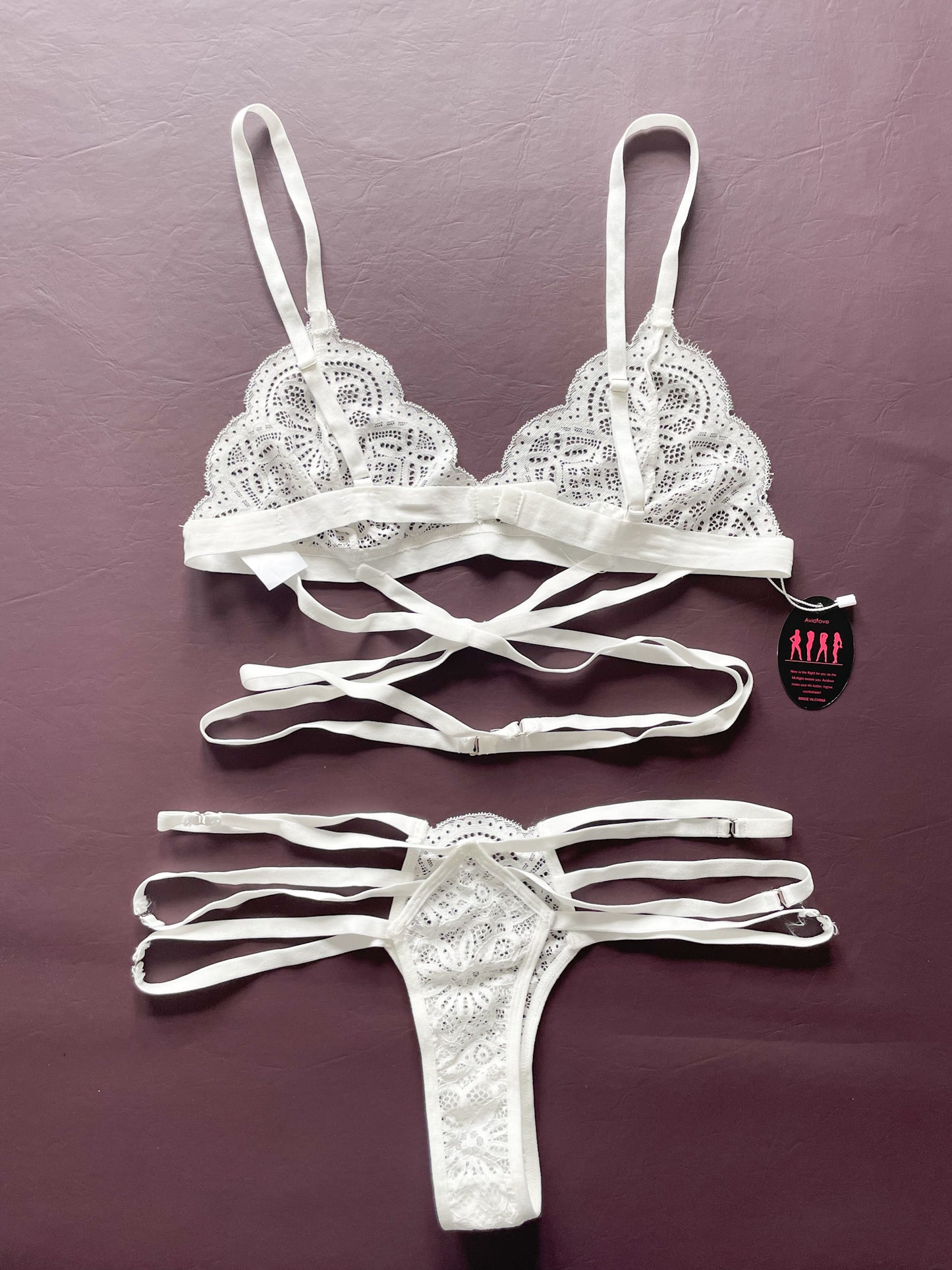 Avid Love White Lace Strappy Cutout Lingerie Set NWT - M/L