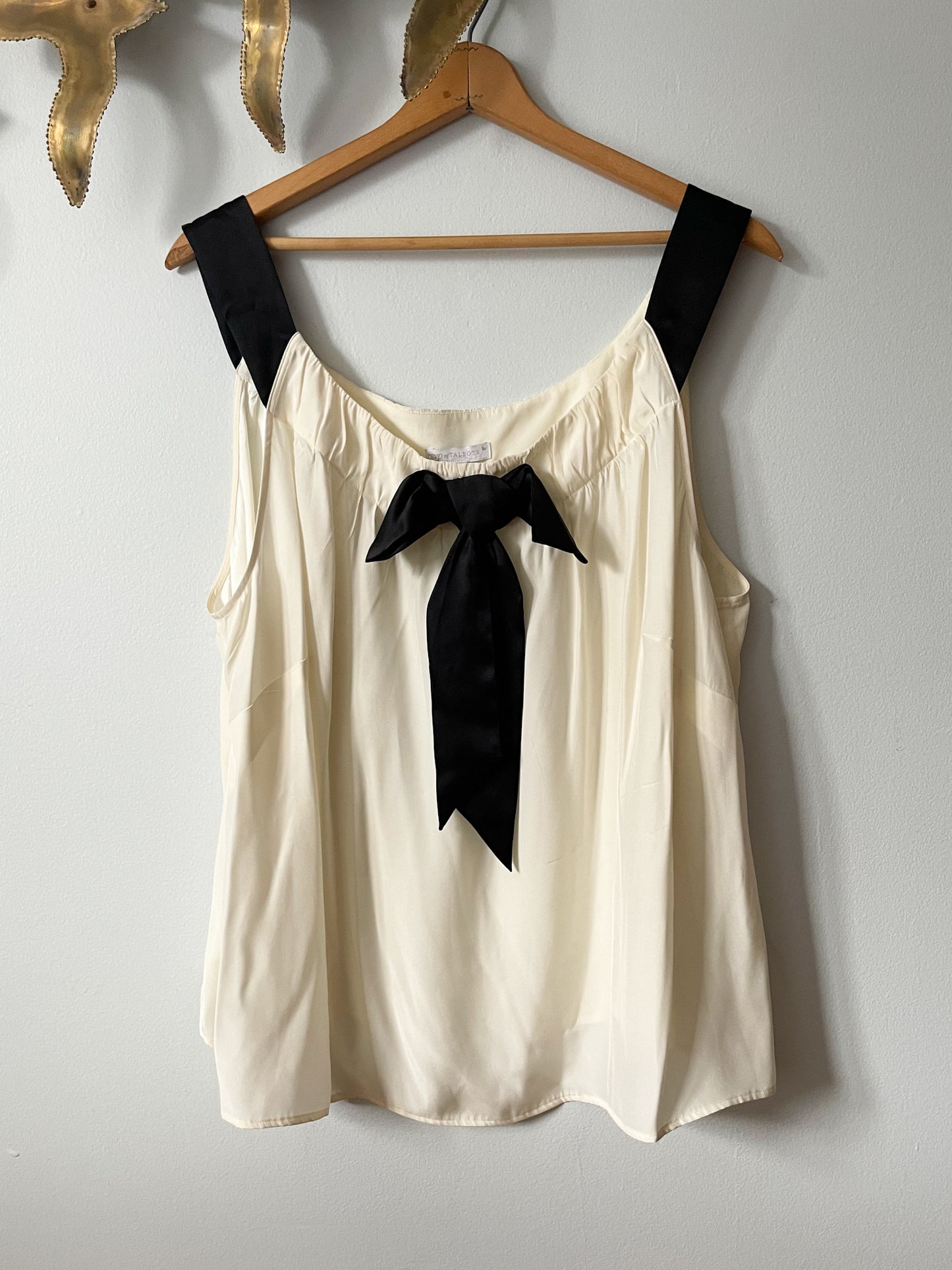 RSVP by Talbots Black White 100% Silk Bow Sleeveless Top - 3X