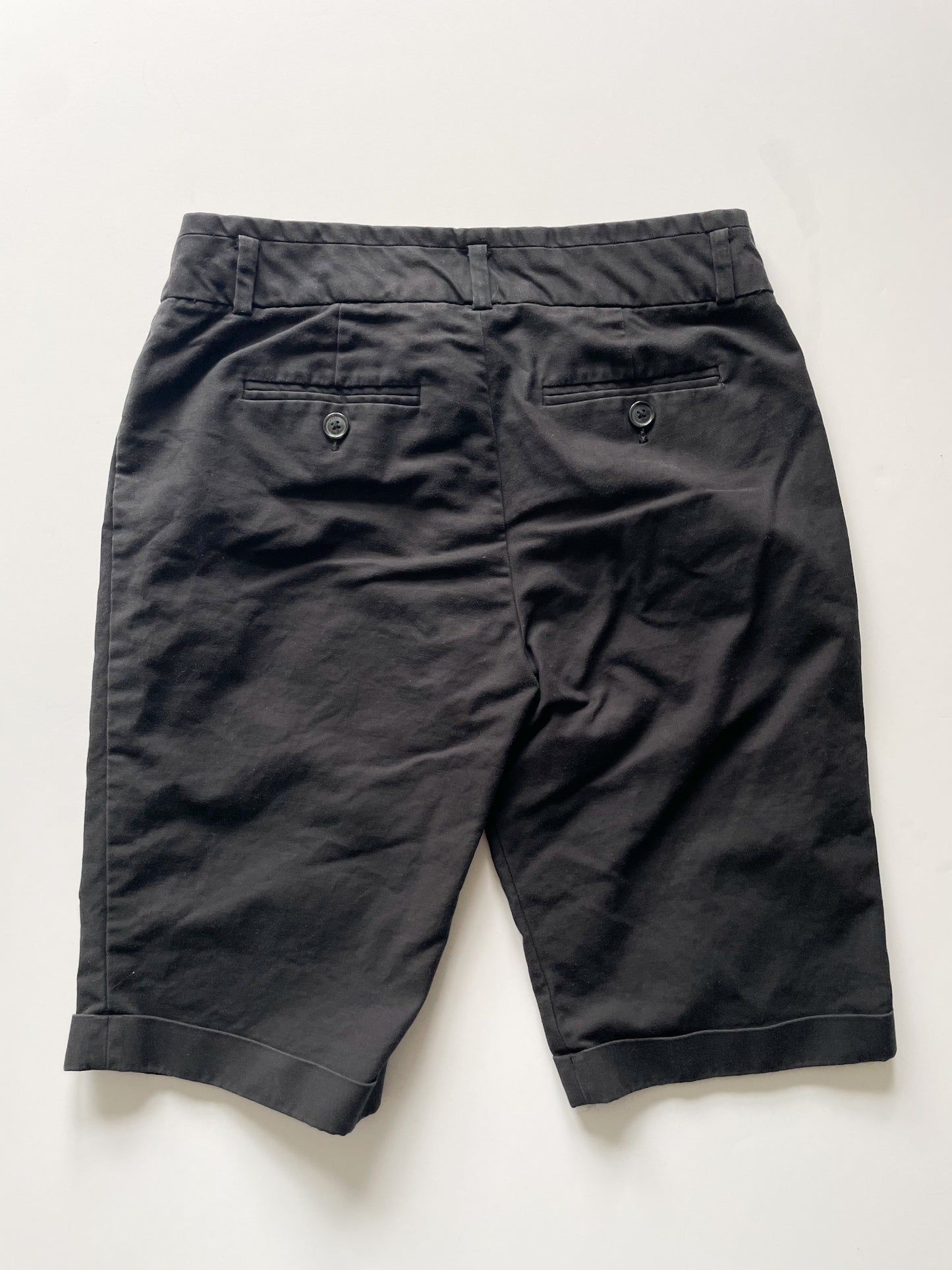 MEXX Black Cotton Stretch Cuffed Bermuda Shorts - XS