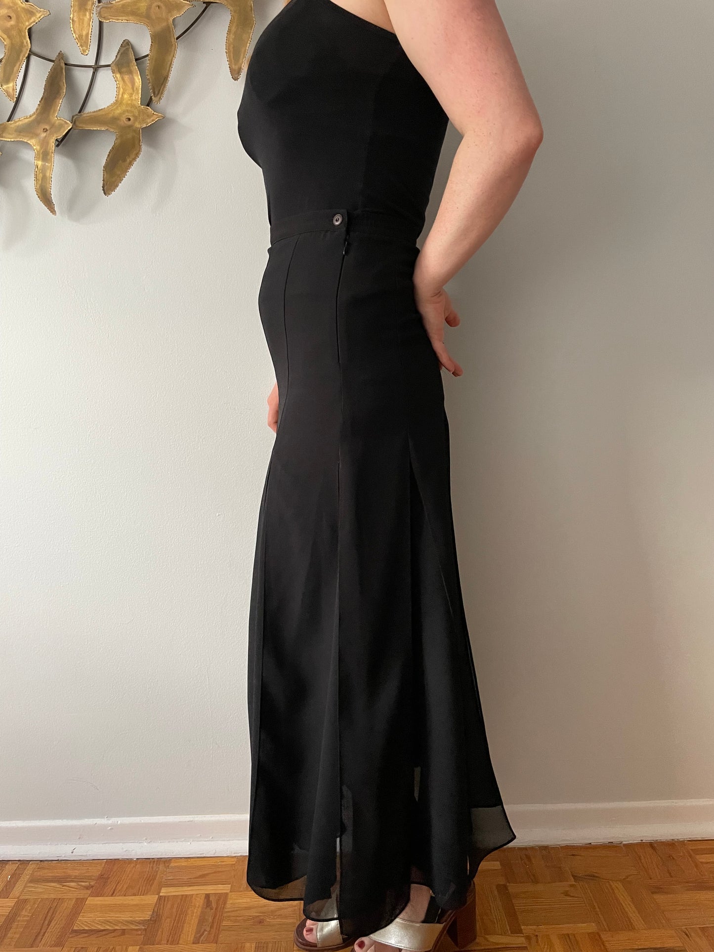 Cartise International Black Maxi Pleated Sheet Skirt - Size 4