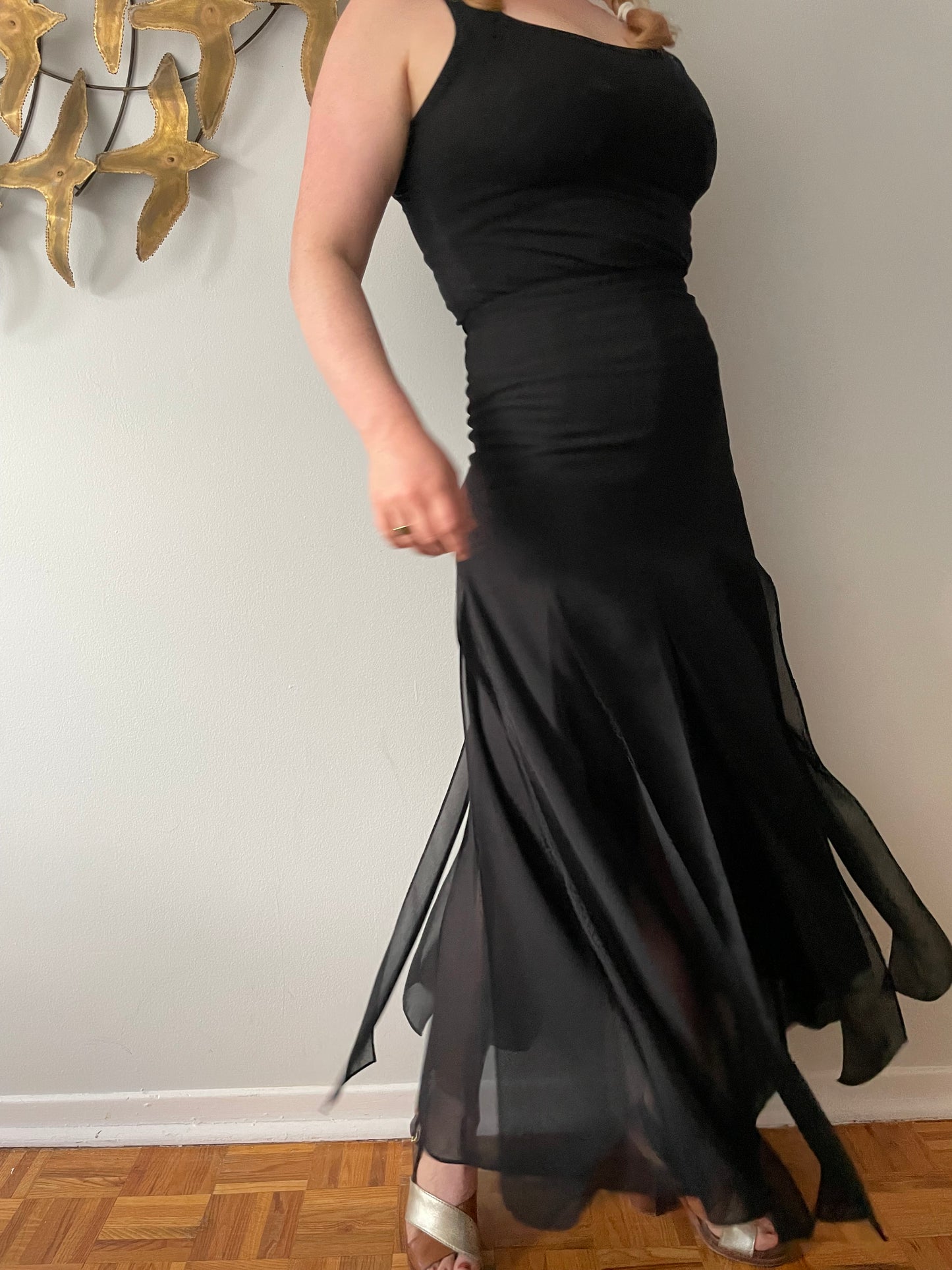 Cartise International Black Maxi Pleated Sheet Skirt - Size 4