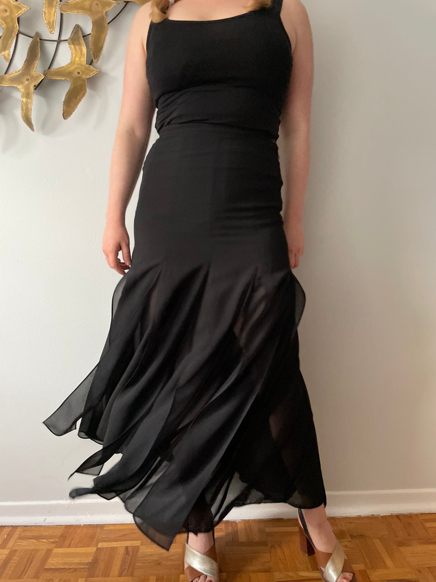 Cartise International Black Maxi Pleated Sheet Skirt - Size 4