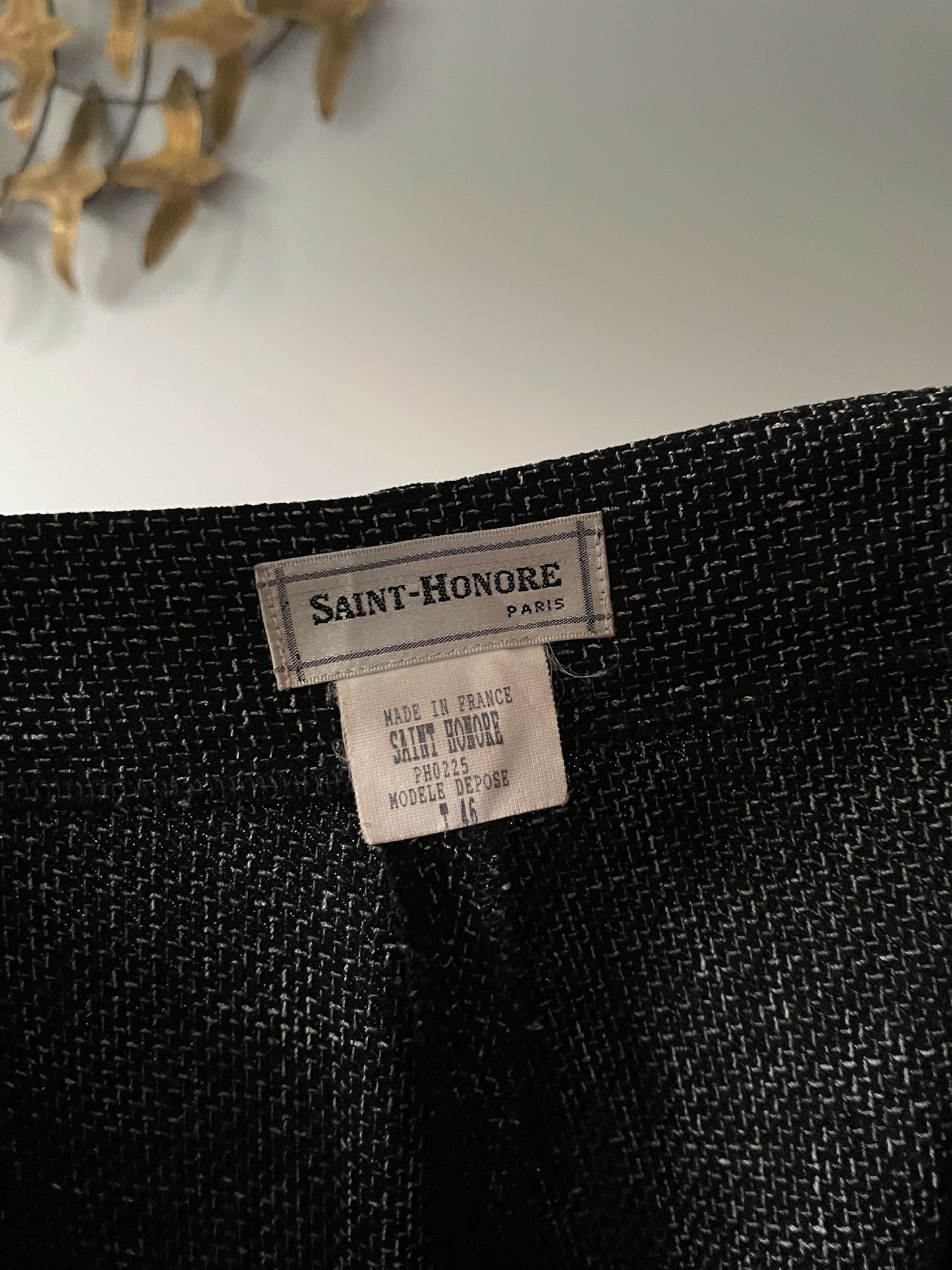Saint-Honore Paris Black Woven Wide Leg Suit Trouser Pants - Size 10