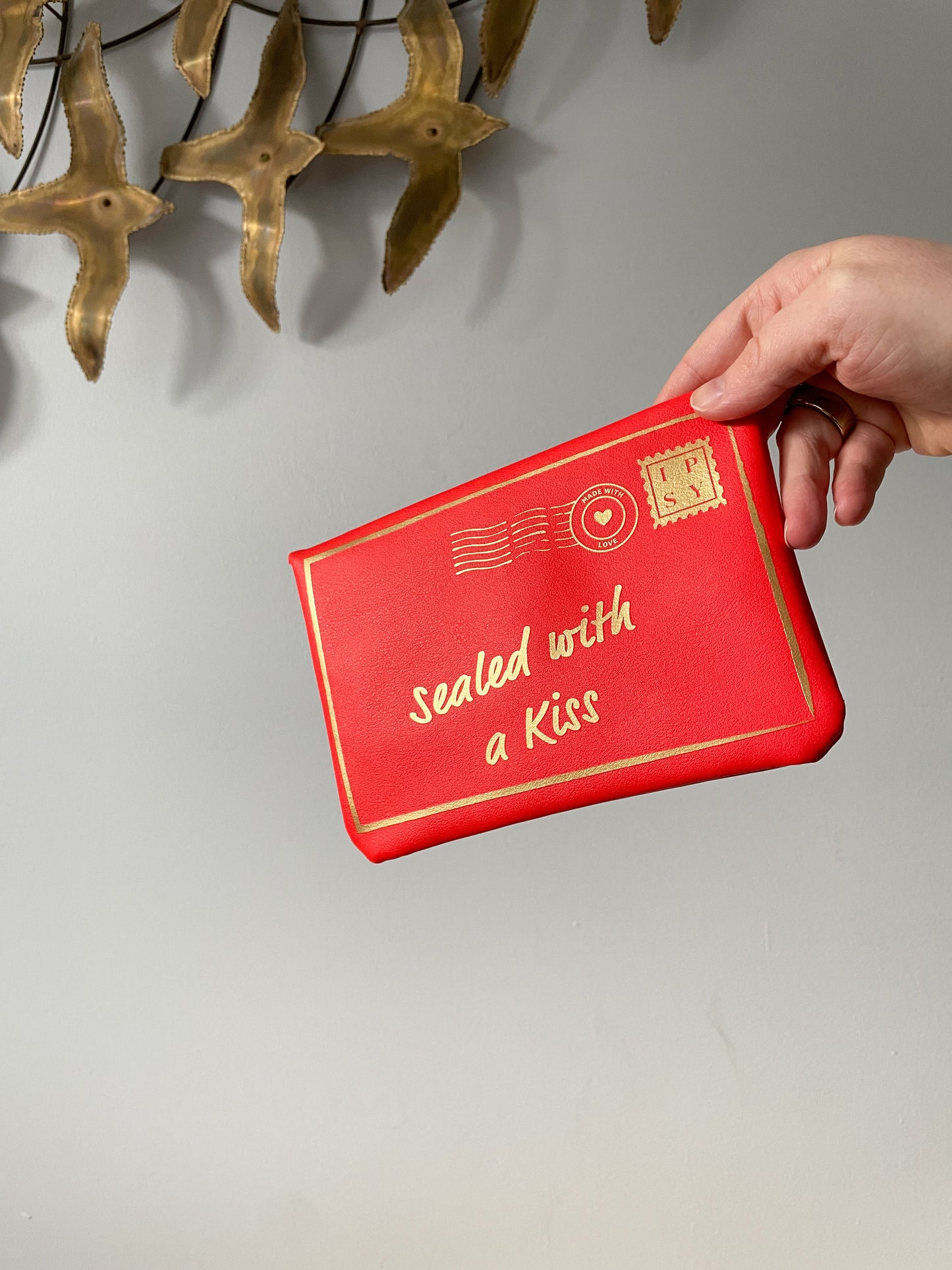 Red Sealed With A Kiss Envelope Clutch Bag