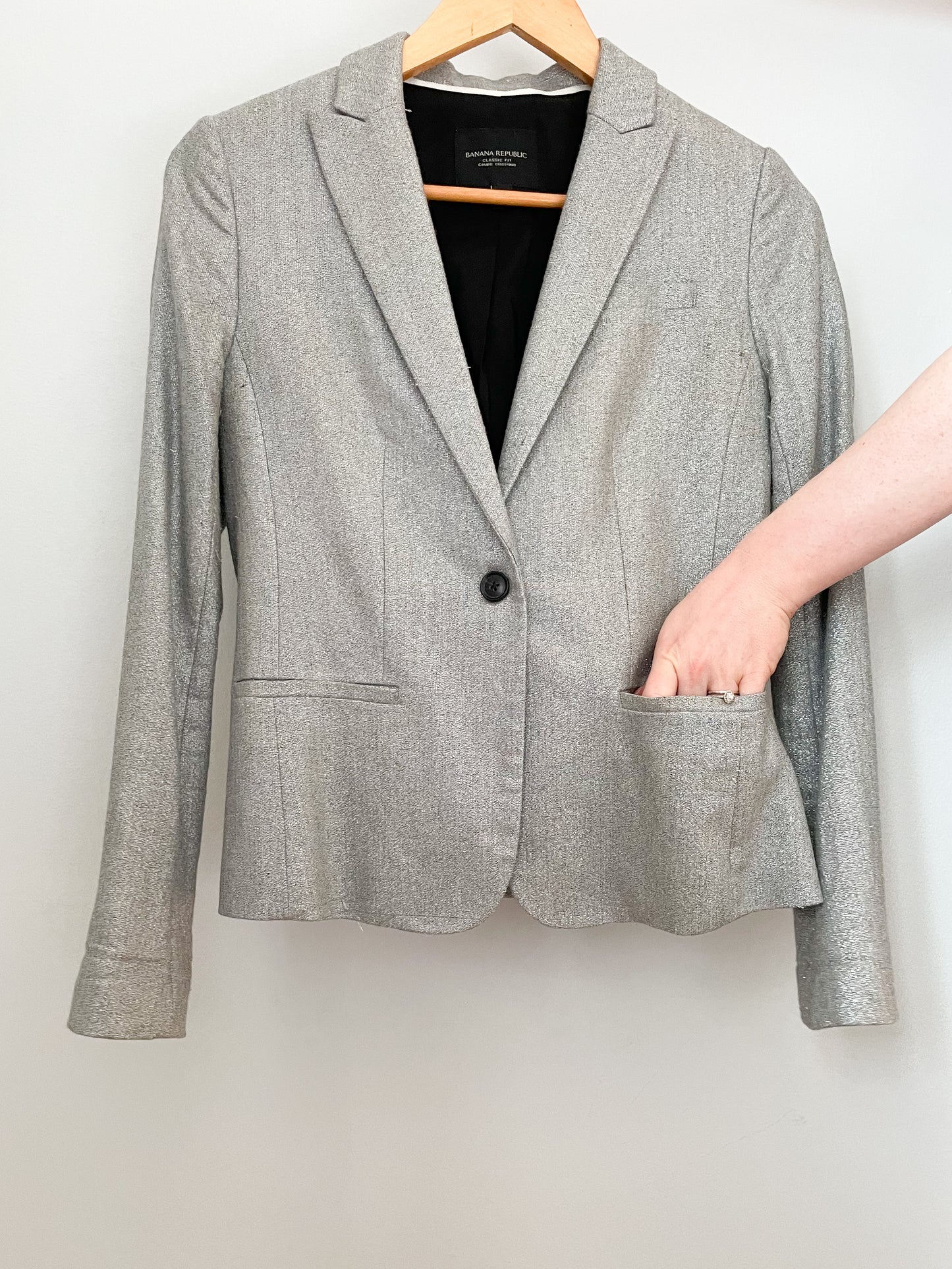 Banana Republic Silver Metallic Classic Fit Blazer - Size 2