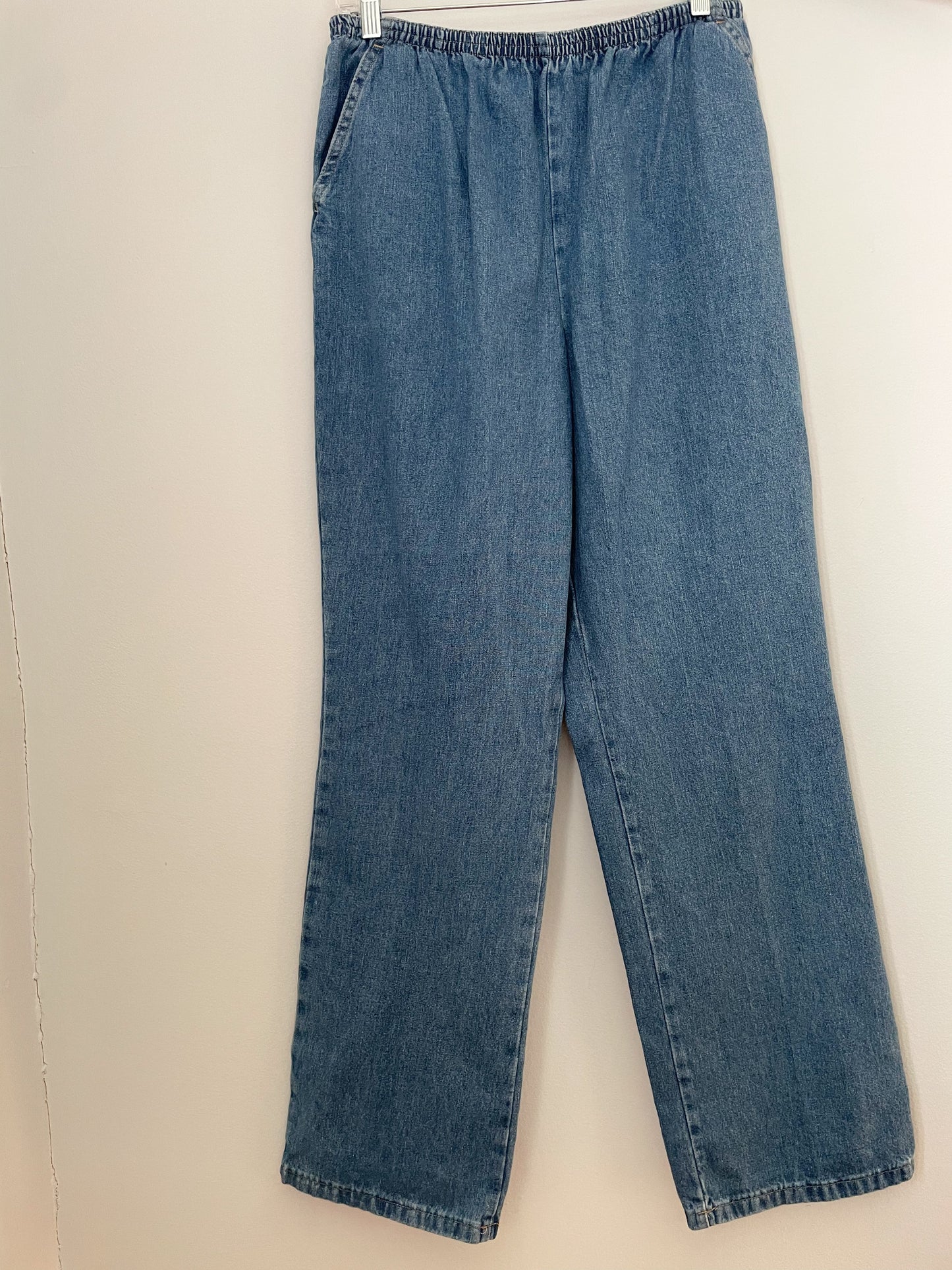 Chic Chambray Denim High Rise Wide Leg Pants - Size 14