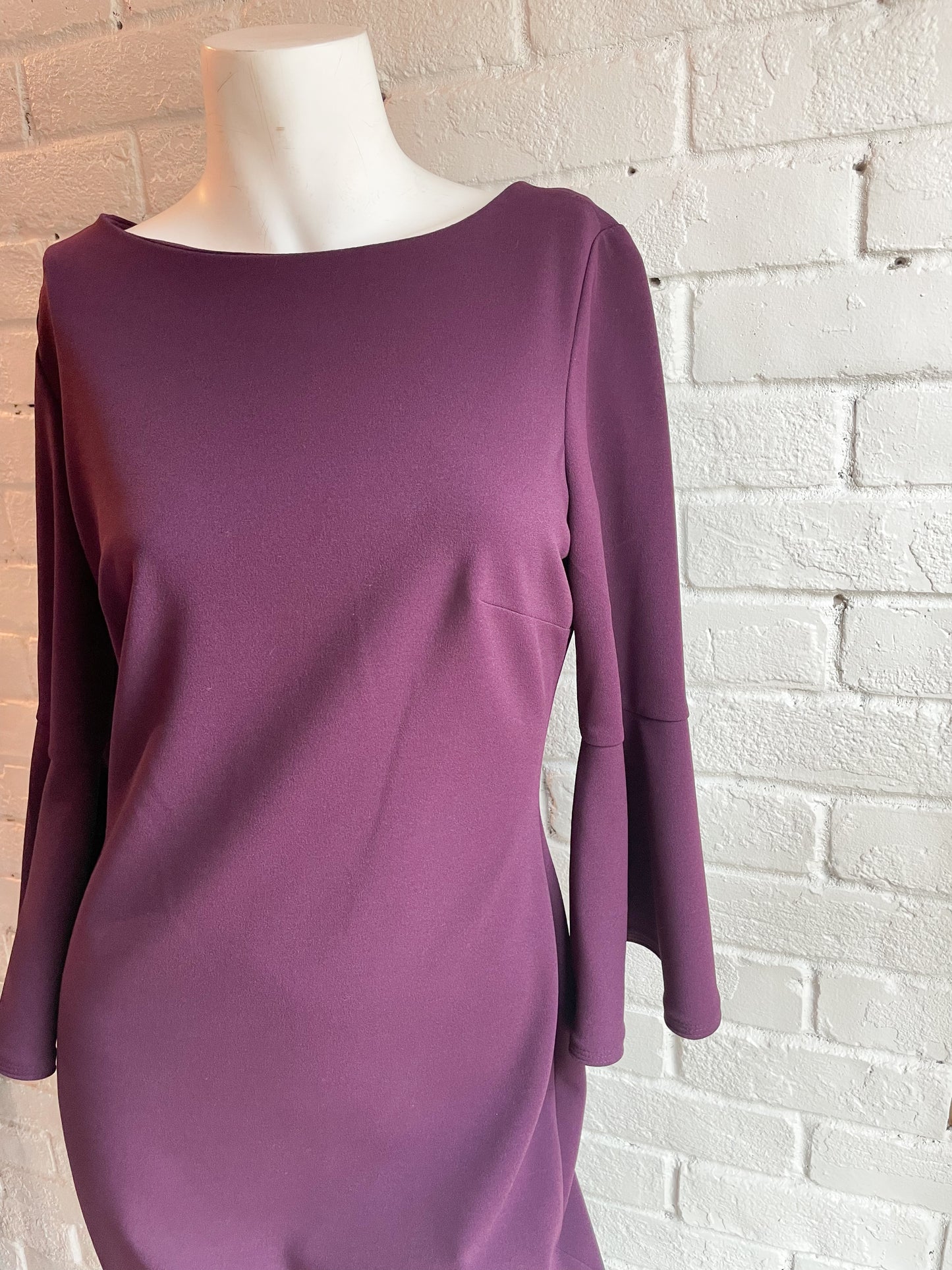 Calvin Klein Deep Purple Bell 3/4 Sleeve Sheath Dress - Size 2