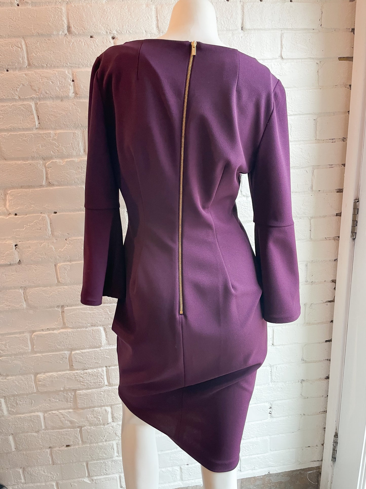 Calvin Klein Deep Purple Bell 3/4 Sleeve Sheath Dress - Size 2