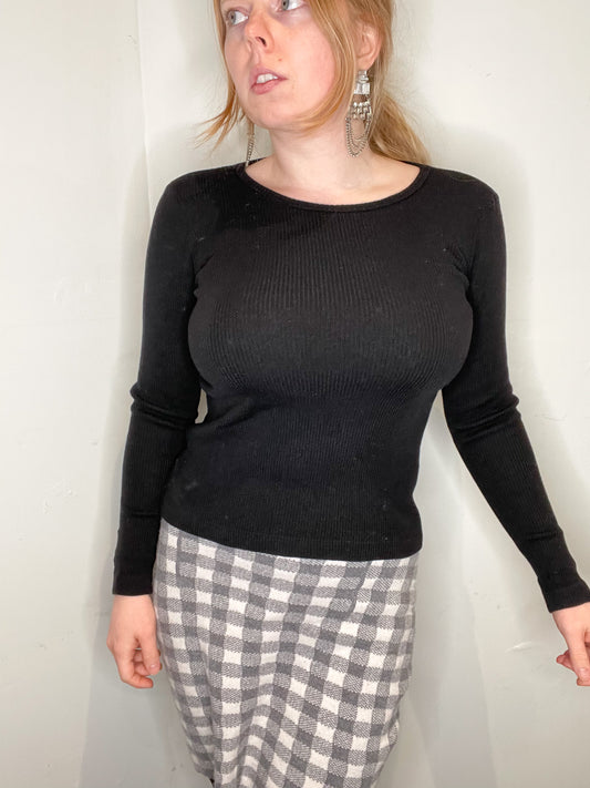 Lida Baday Black 100% Wool Long Sleeve Sweater - XS/S