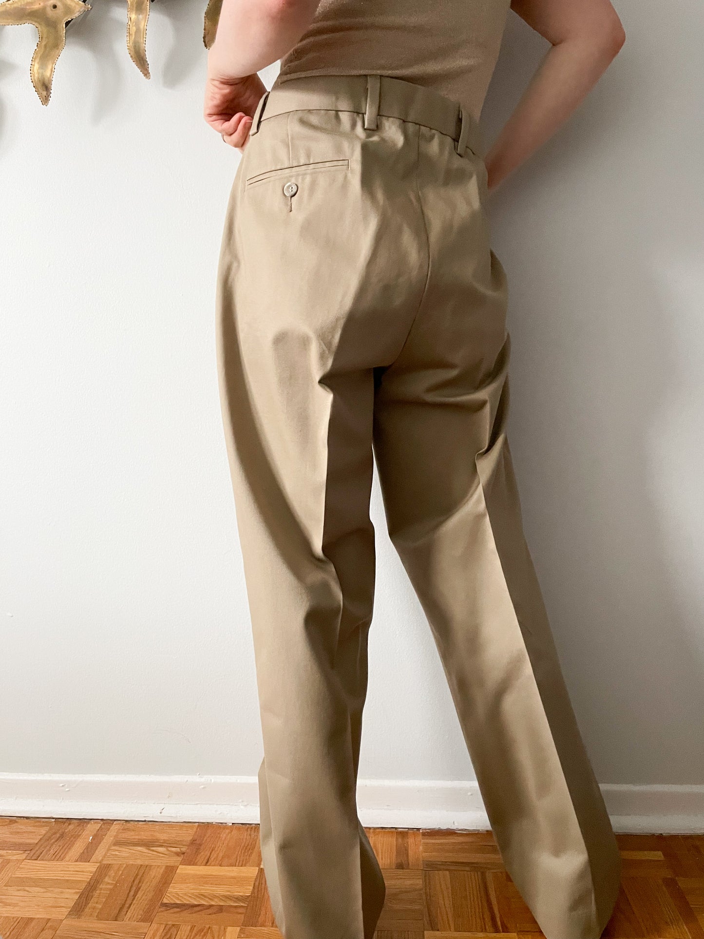 Dockers Beige Signature Iron Free Khaki Wide Leg High Rise Trouser Pants - XL