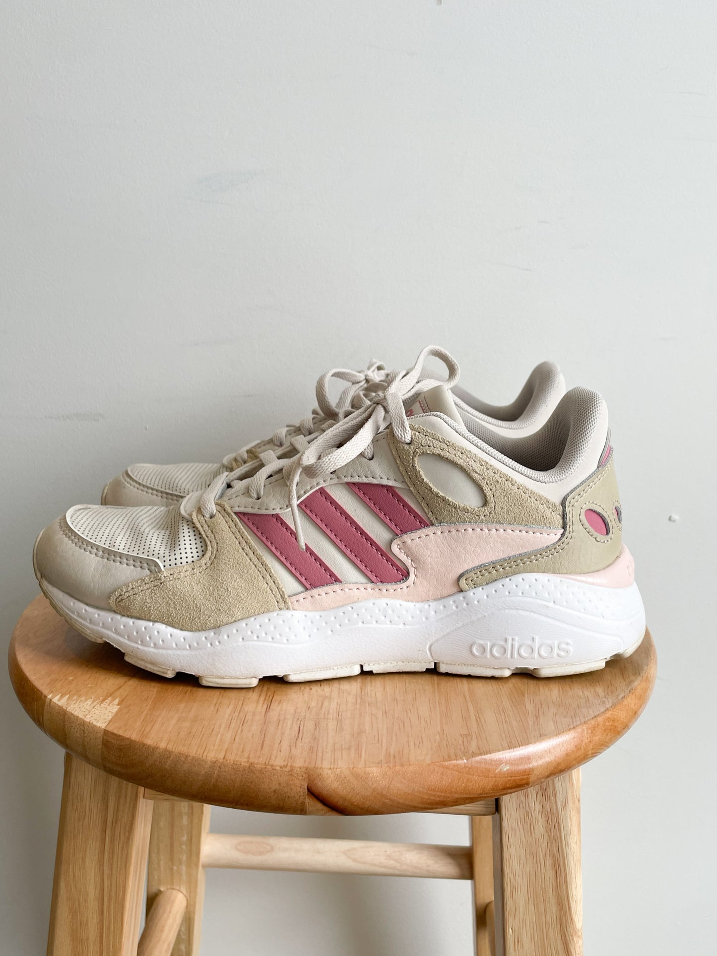 Adidas Cloudfoam Comfort Beige Pink Sneakers - Size 6.5