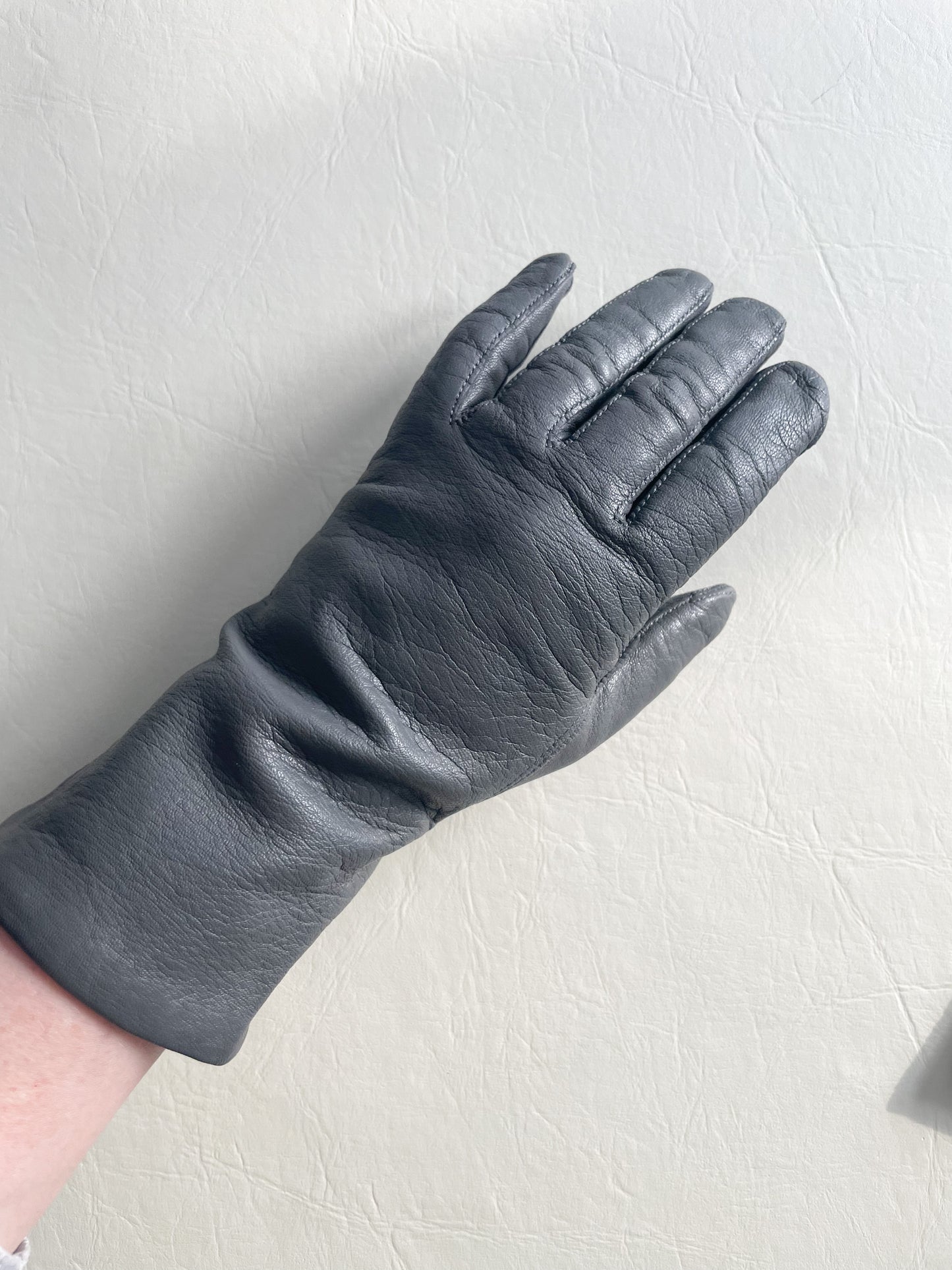 Grey Genuine Leather Gloves