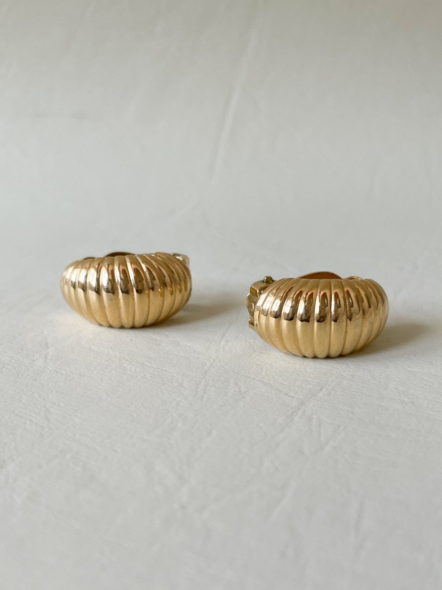 Gold Croissant Hoop Style Clip On Earrings