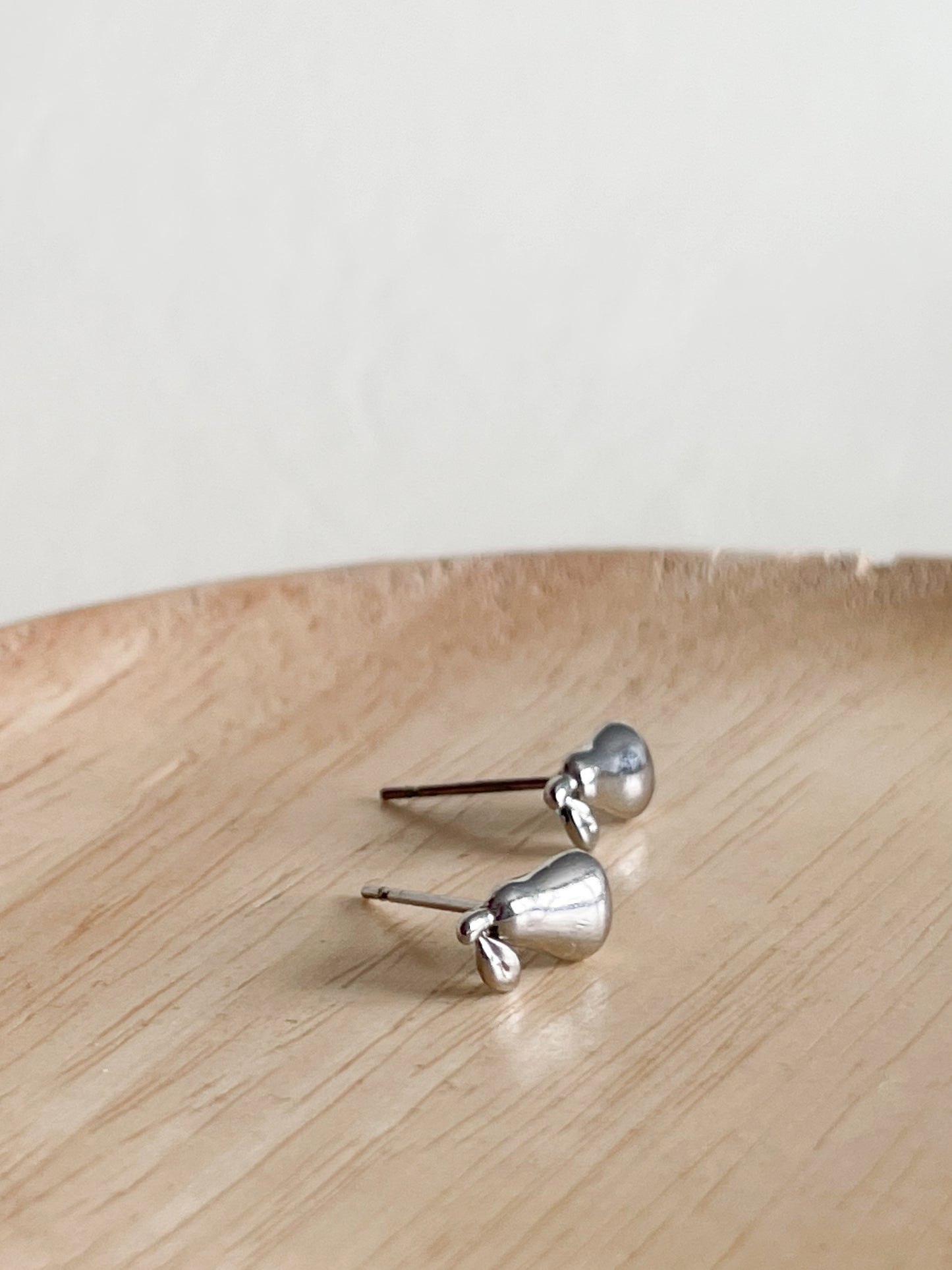 Silver Pear Fruit Stud Earrings