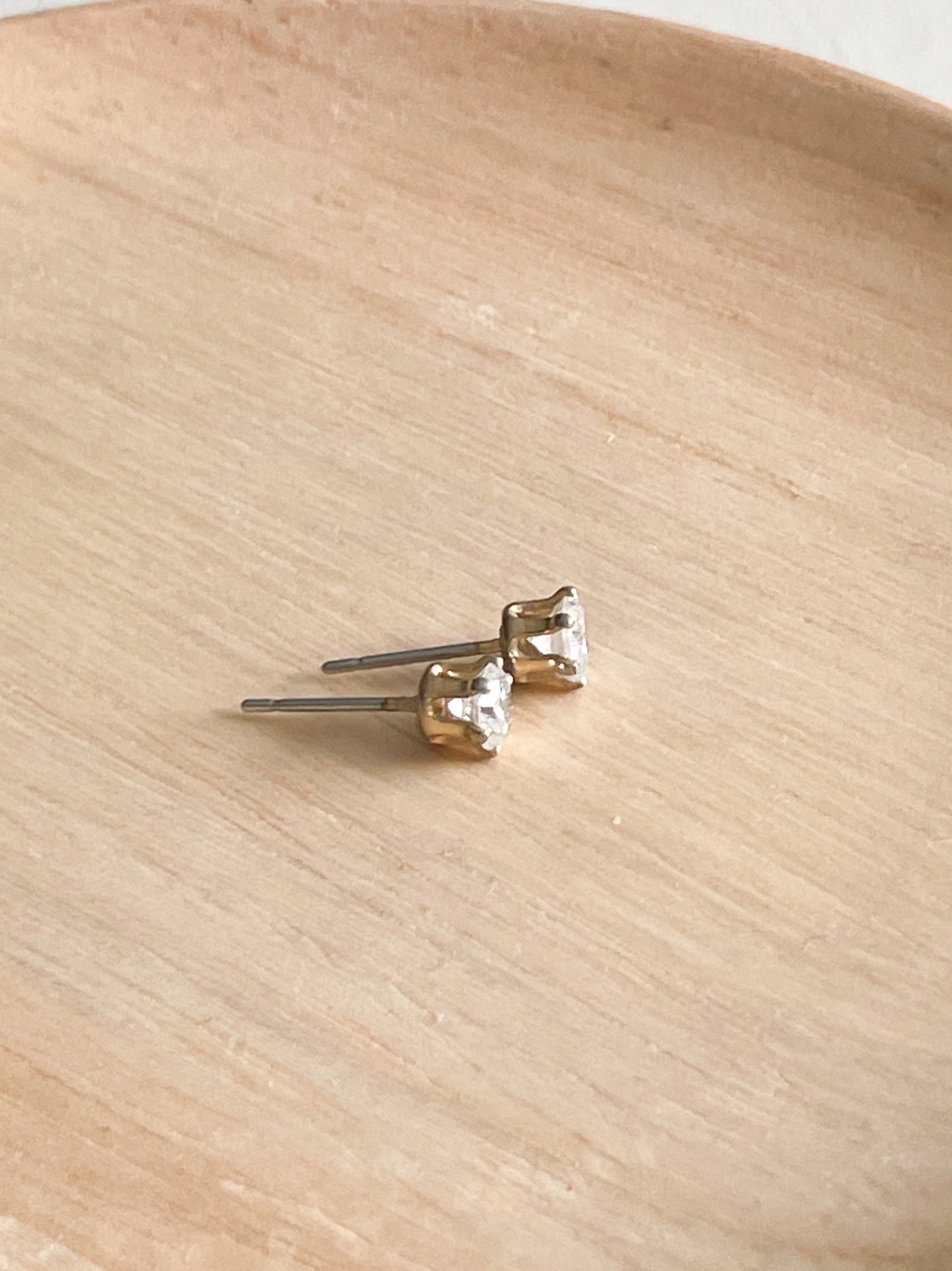 Crystal Gold Prong Stud Earrings