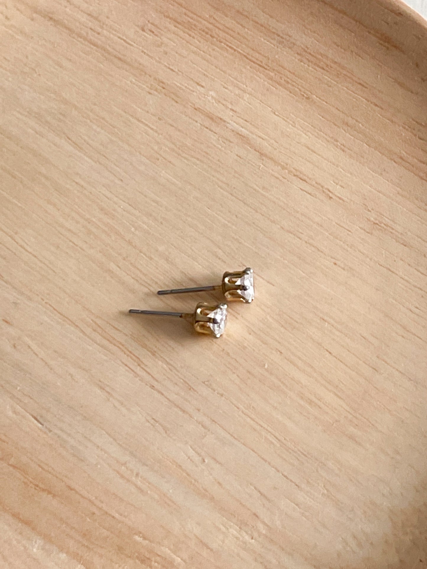 Crystal Gold Prong Stud Earrings