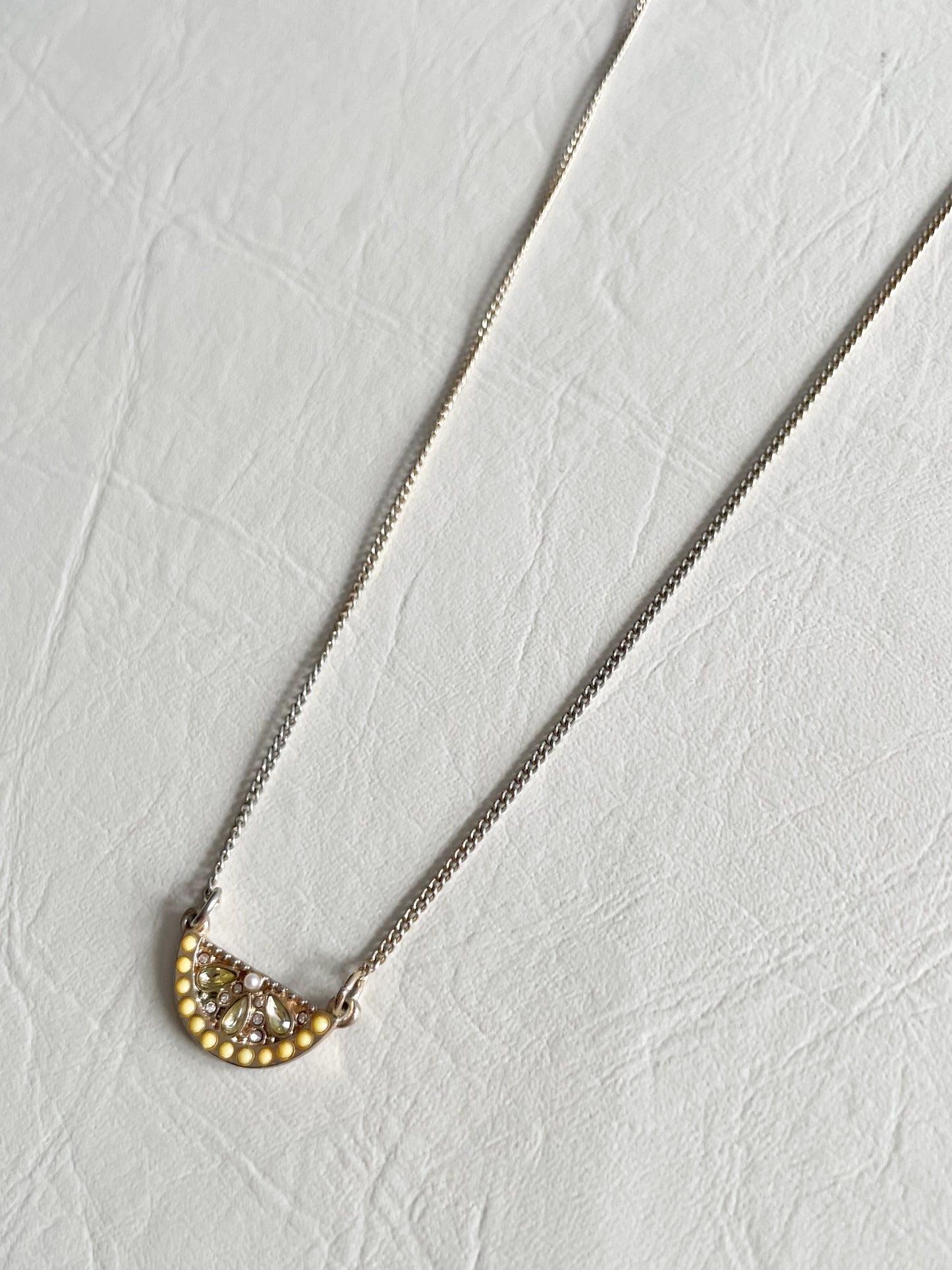 Champagne Yellow Lemon Half Moon Delicate Necklace