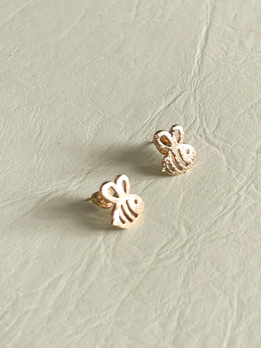 Gold Bee Cutout Stud Earrings