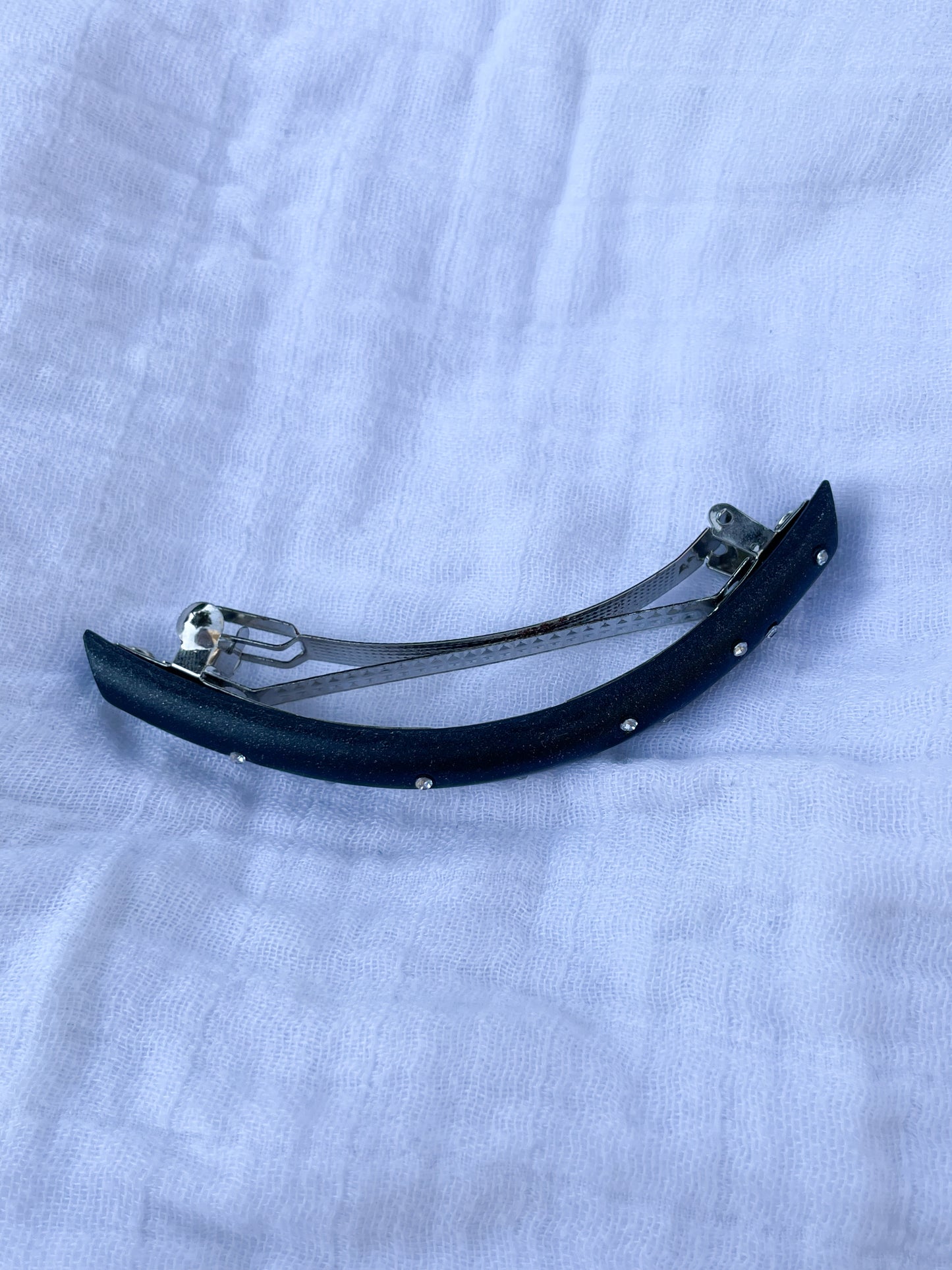 Black Sparkle Rhinestone Hair Barrette – Sleek & Elegant