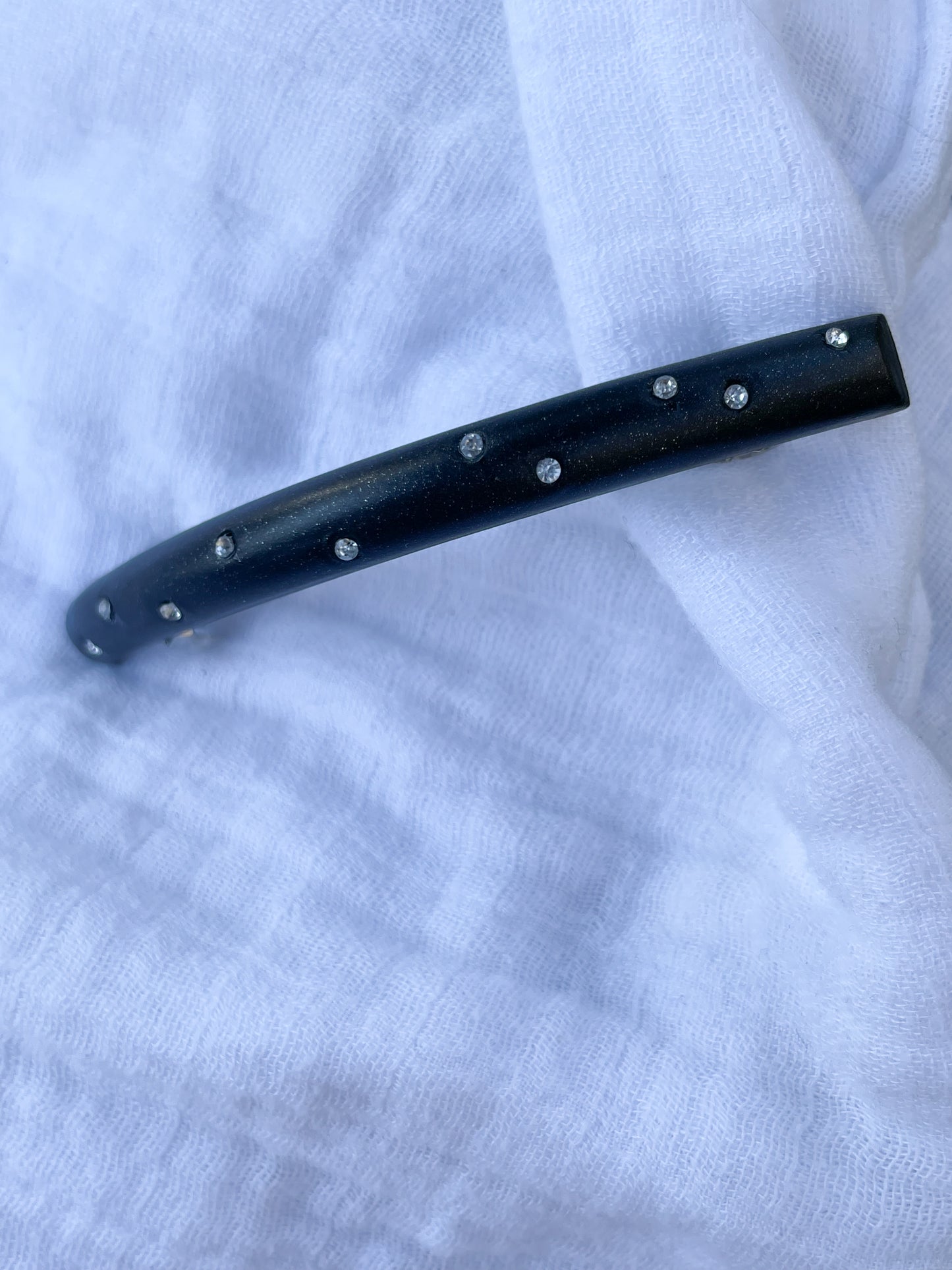 Black Sparkle Rhinestone Hair Barrette – Sleek & Elegant