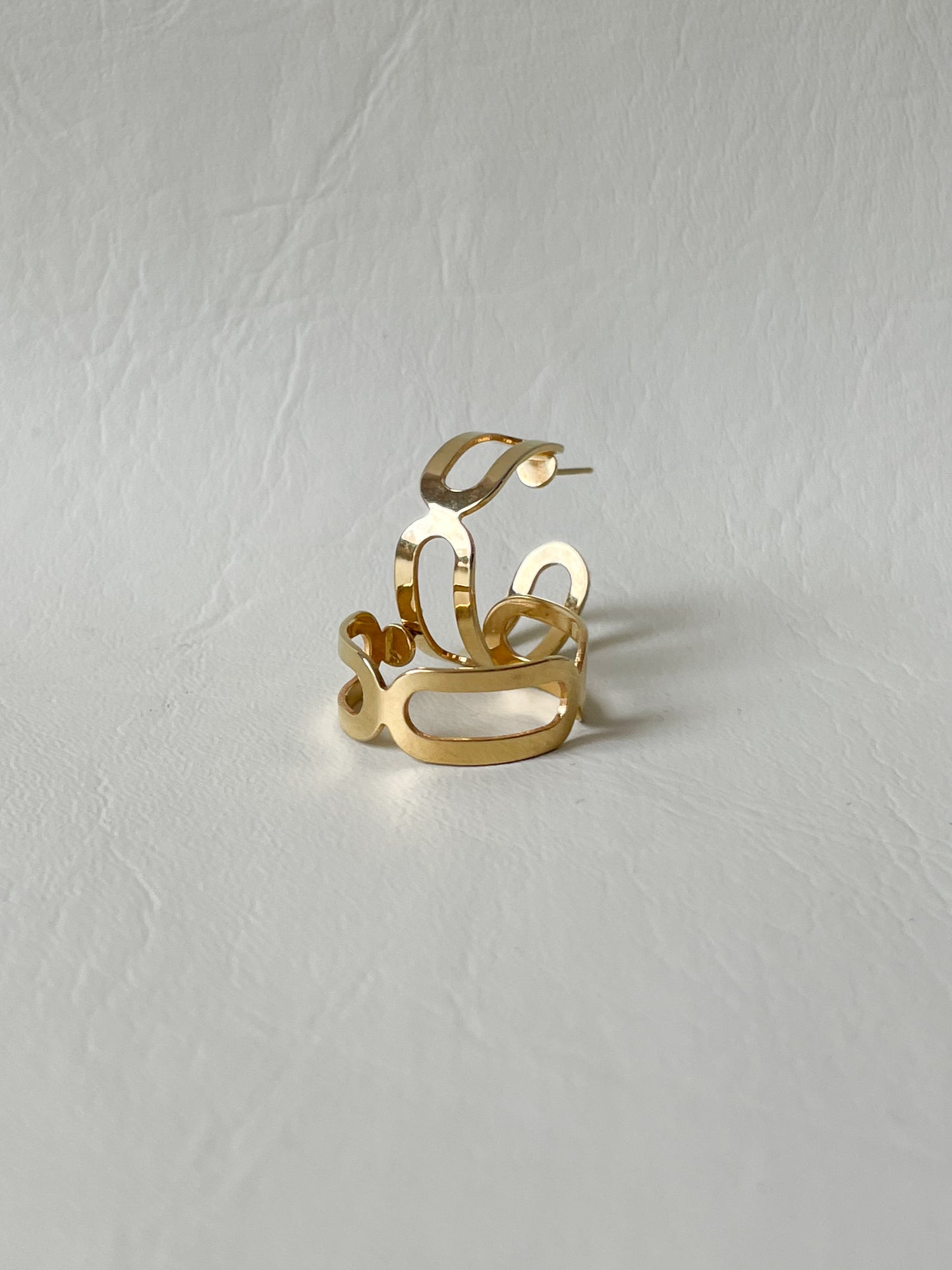 Gold Abstract Open Hoop Earrings – Sculptural Statement Design