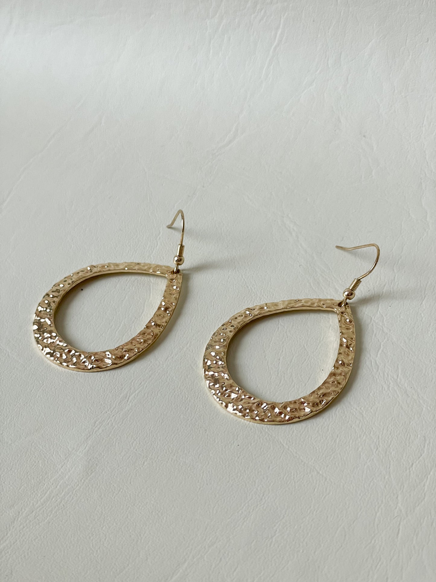 Hammered Gold Teardrop Earrings – Textured Dangle Design