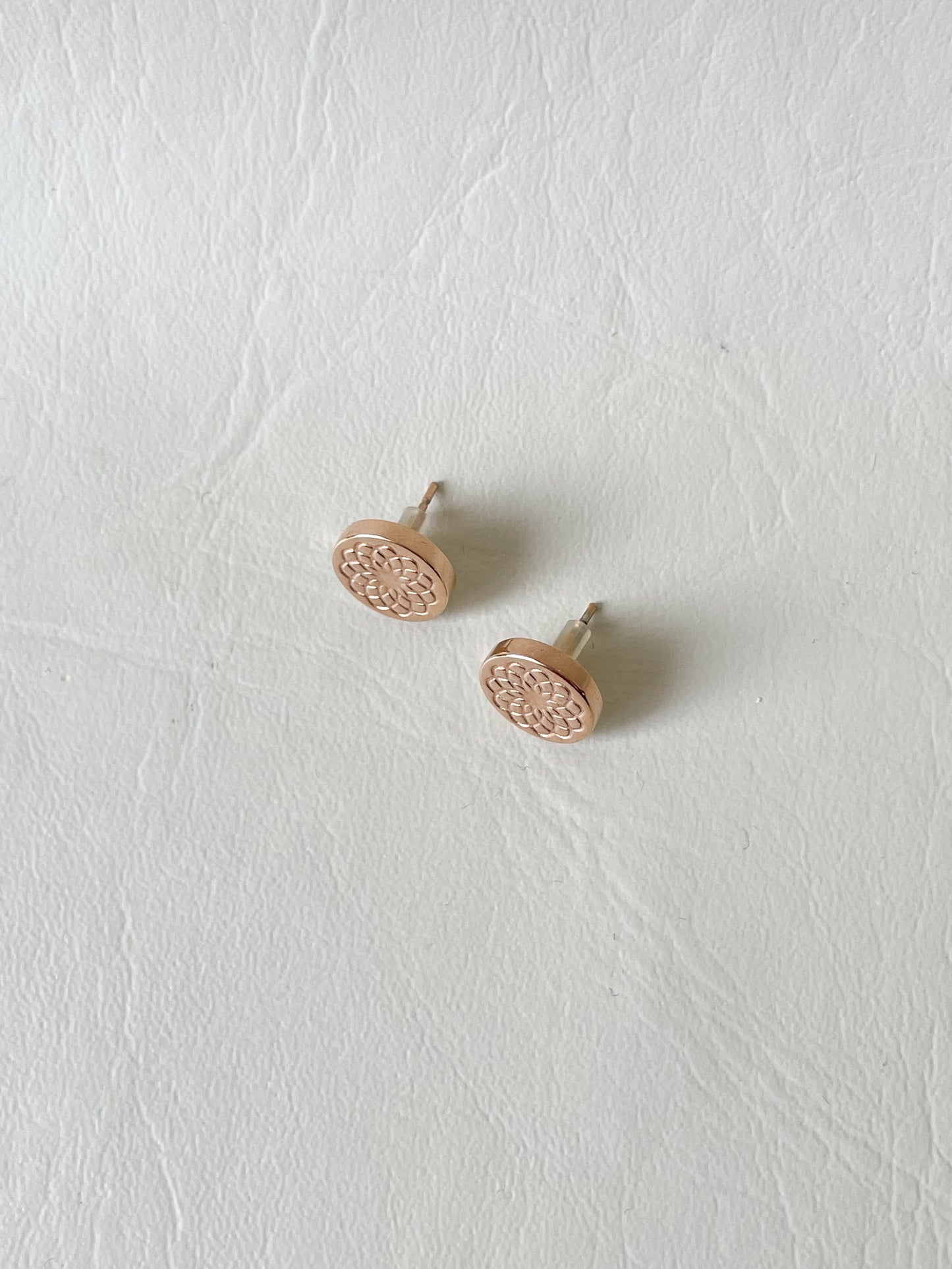 Rose Gold Mandala Stud Earrings – Minimalist Boho Design