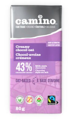 Camino Organic & Fair Trade Creamy Chocol-Oat Oat-based Milk-Style (43% Cacao) Chocolate Bar