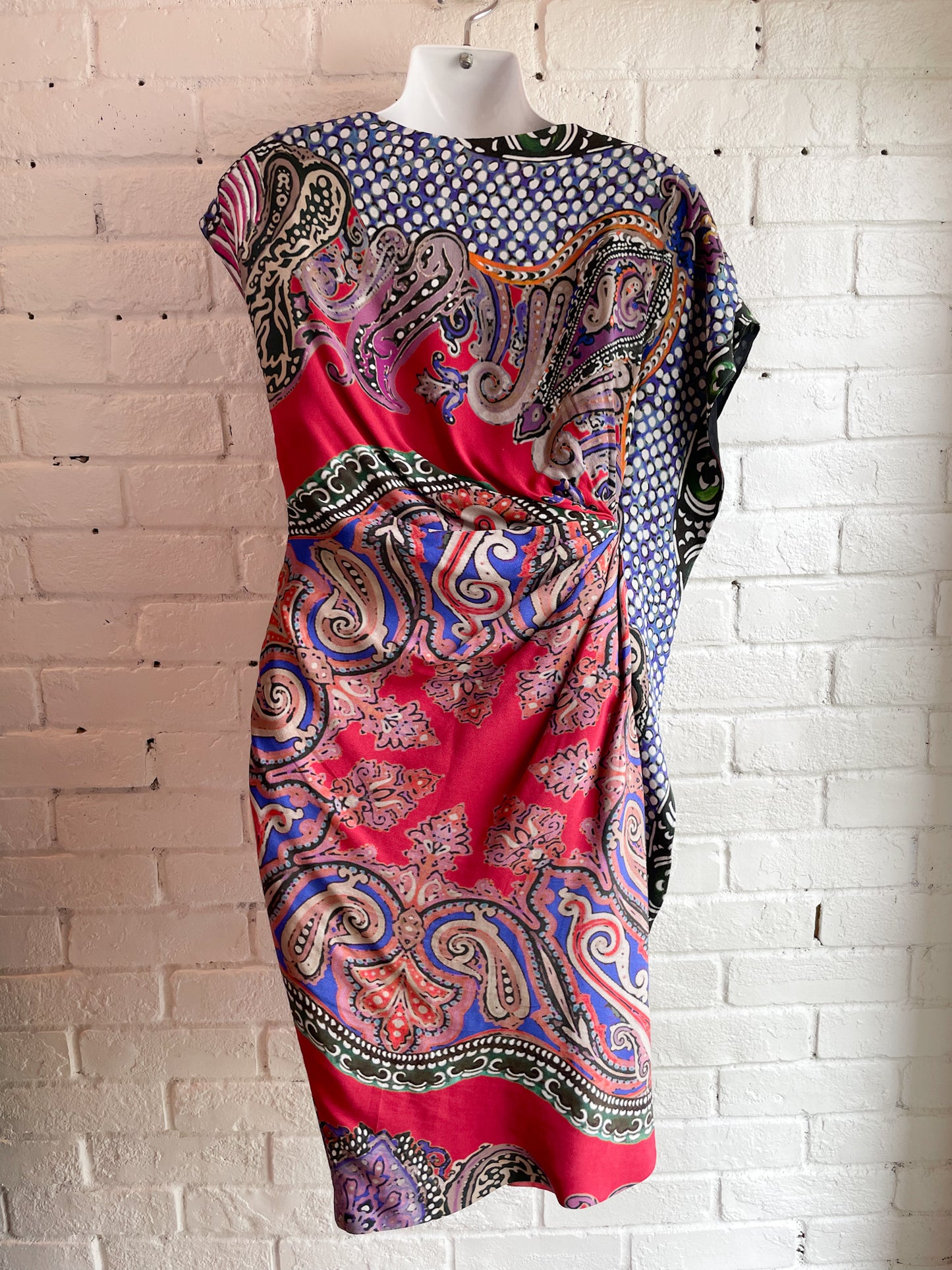 ETRO Print Sheath Dress with Asemmetrical Ruffles - Size EU 38 / XS