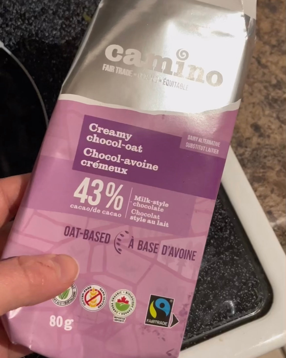 Camino Organic & Fair Trade Creamy Chocol-Oat Oat-based Milk-Style (43% Cacao) Chocolate Bar