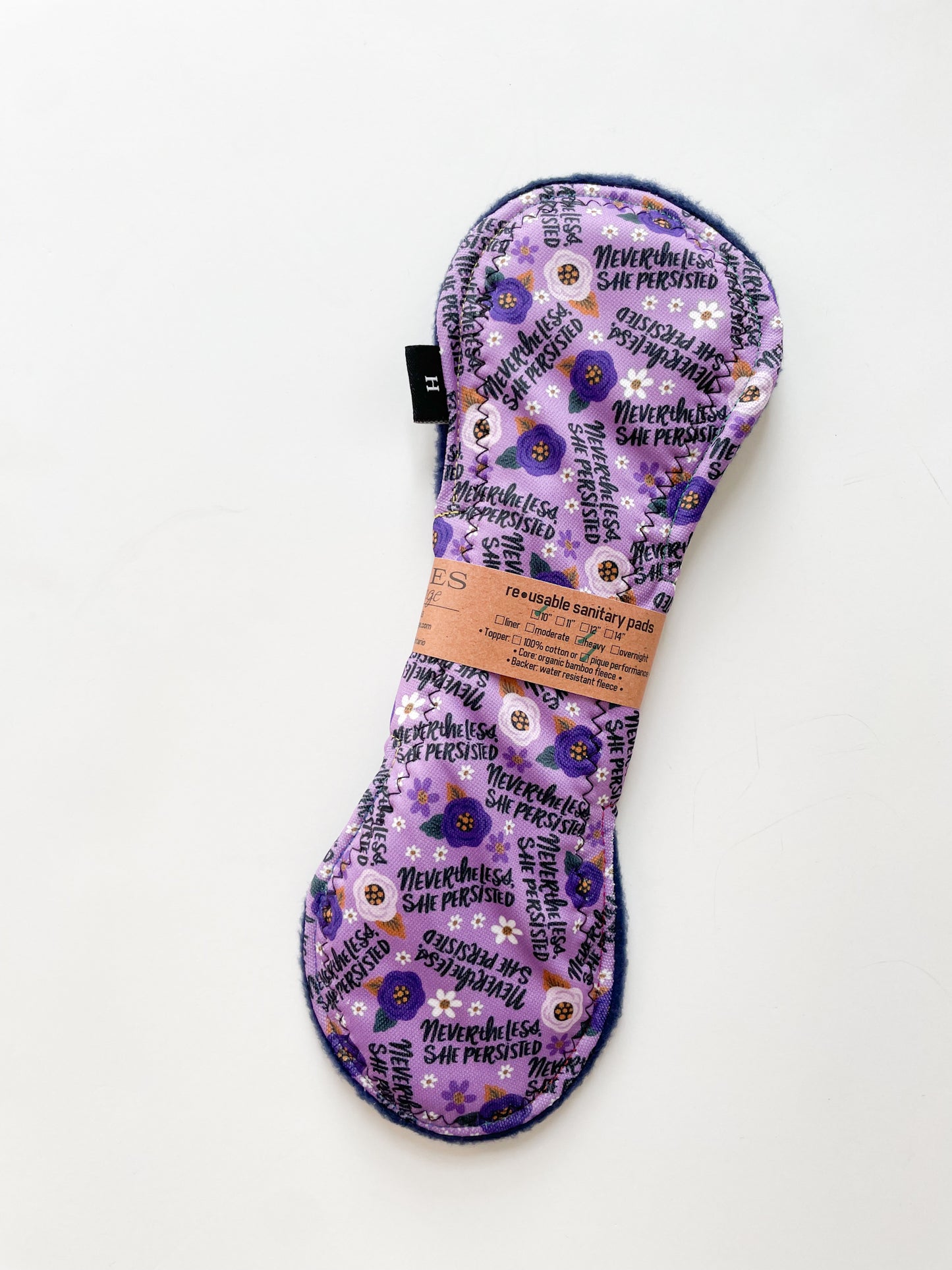 Reusable Period Pads - Heavy Absorbency - Purple "Nevertheless She Persisted"
