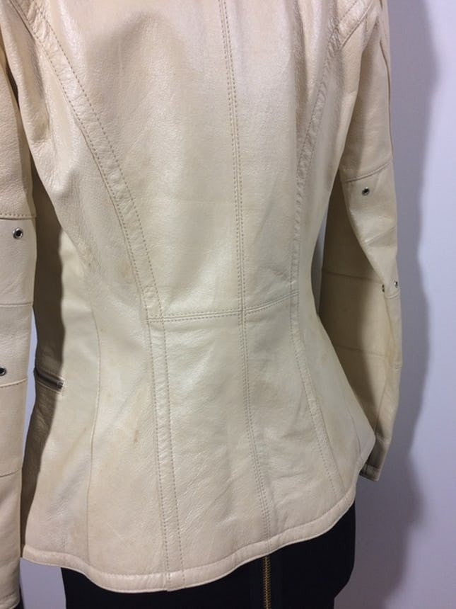 OXMO Cream Leather Moto Jacket - Le Prix Fashion & Consulting