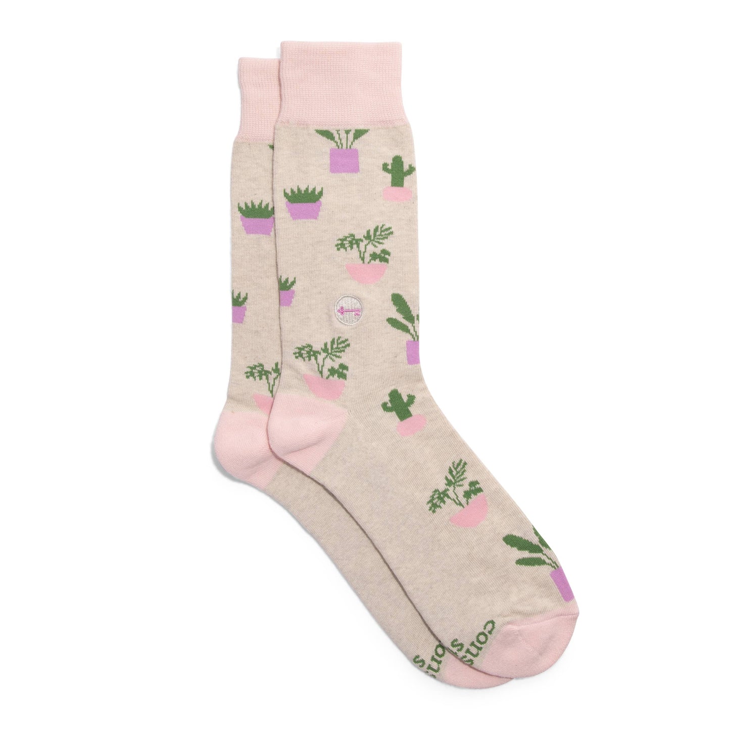 Socks that Build Homes - Pink Taupe With Plants