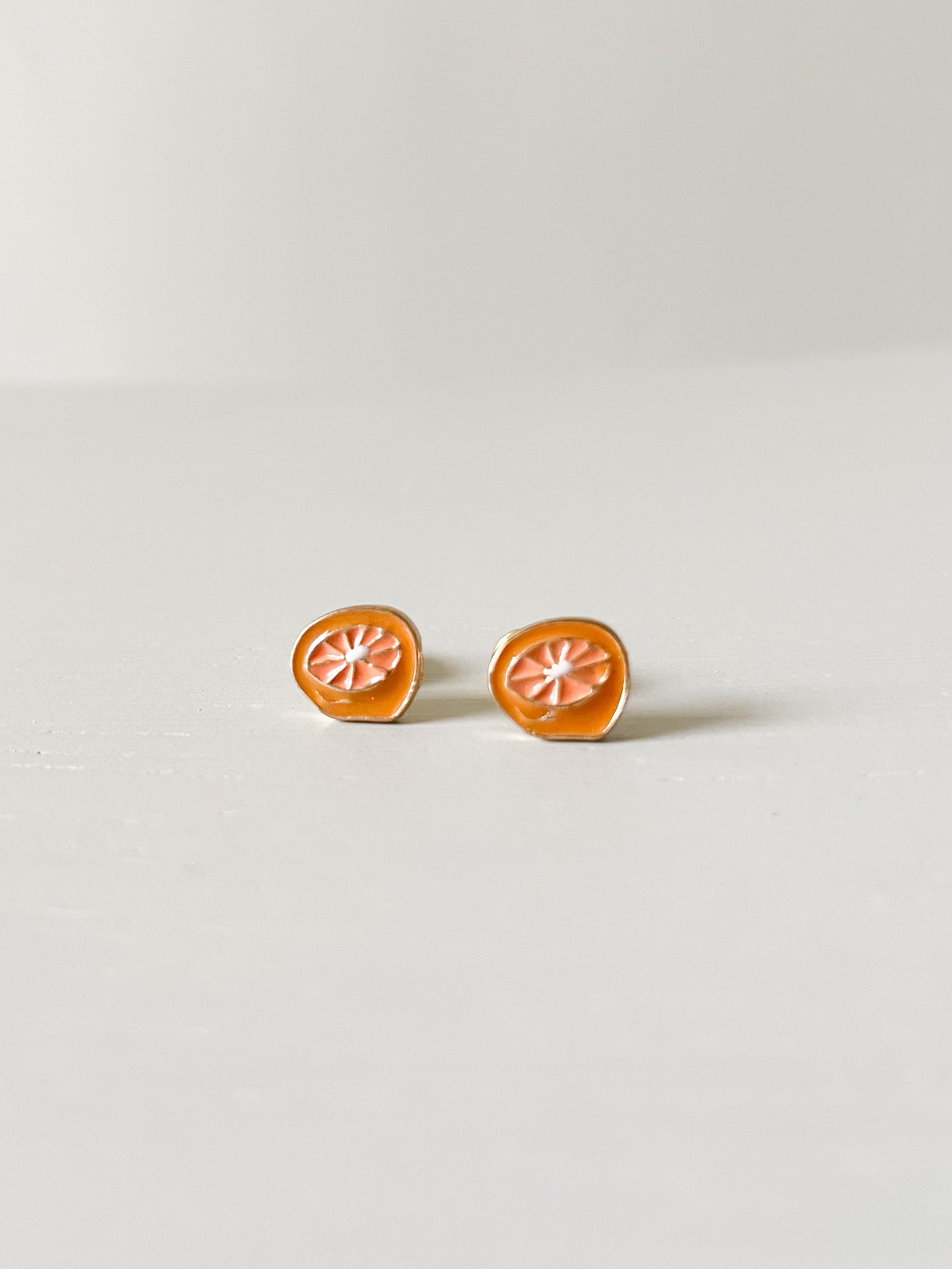 Citrus Lemon Stud Enamel Earrings