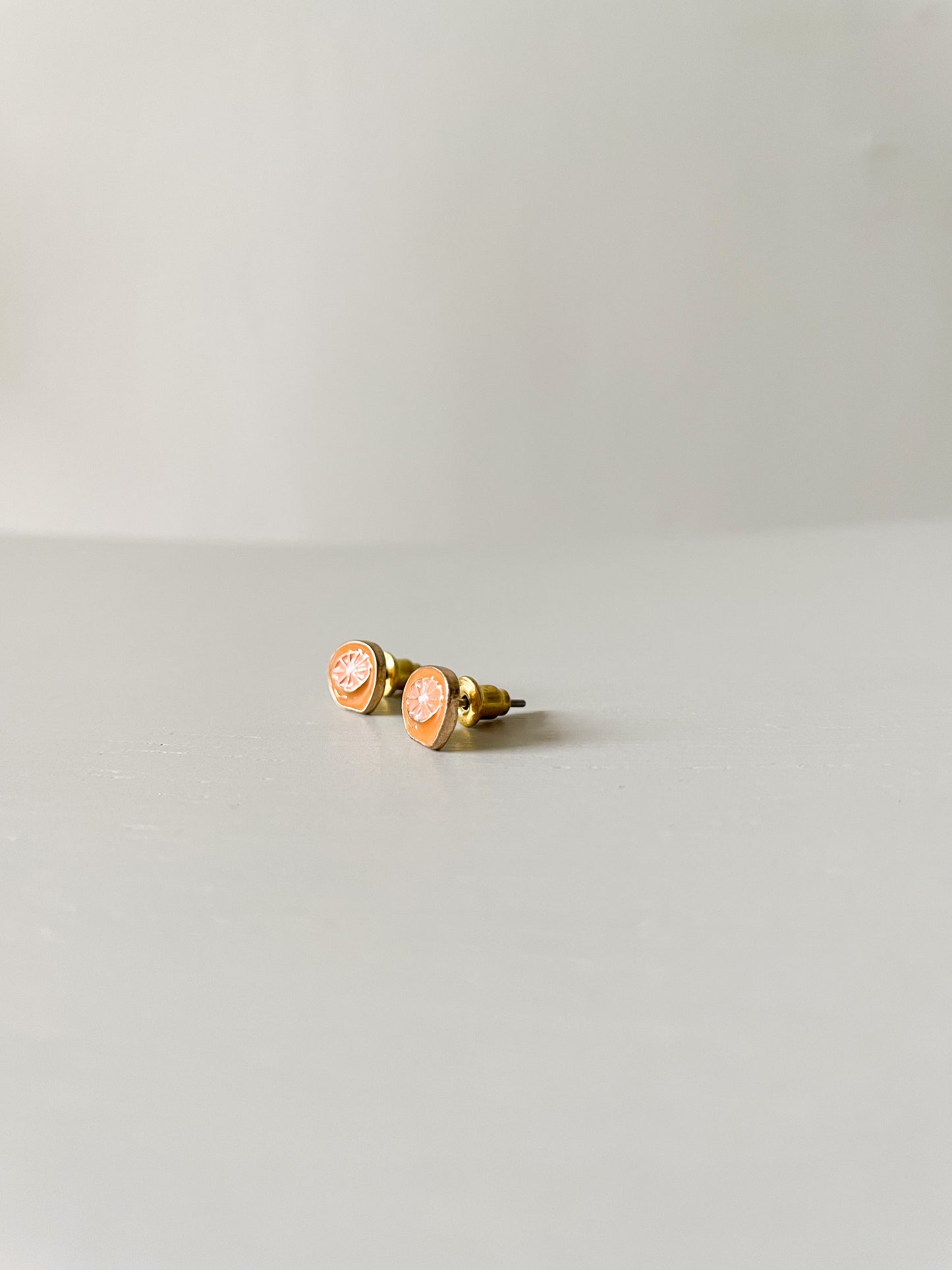 Citrus Lemon Stud Enamel Earrings