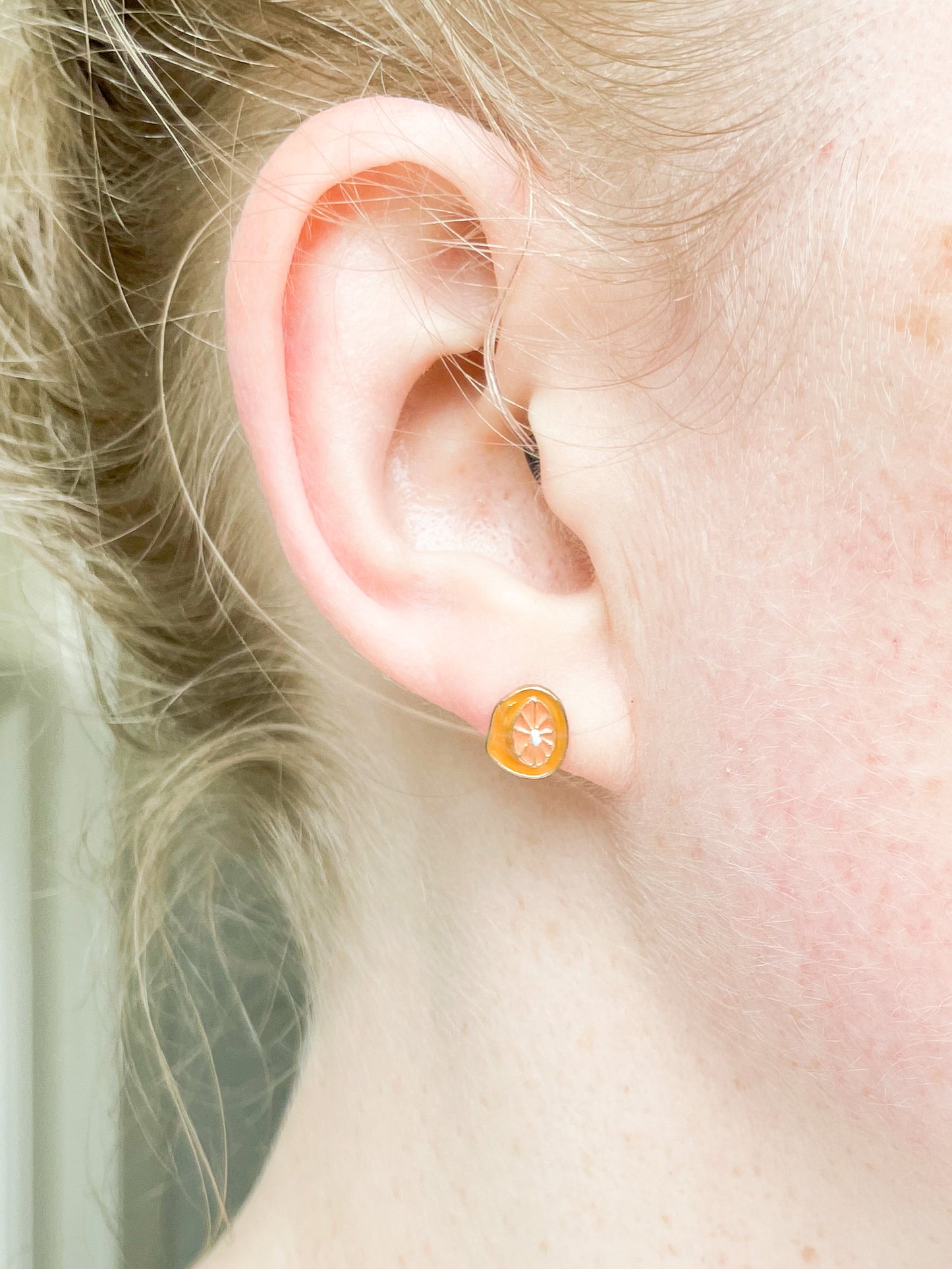 Citrus Lemon Stud Enamel Earrings