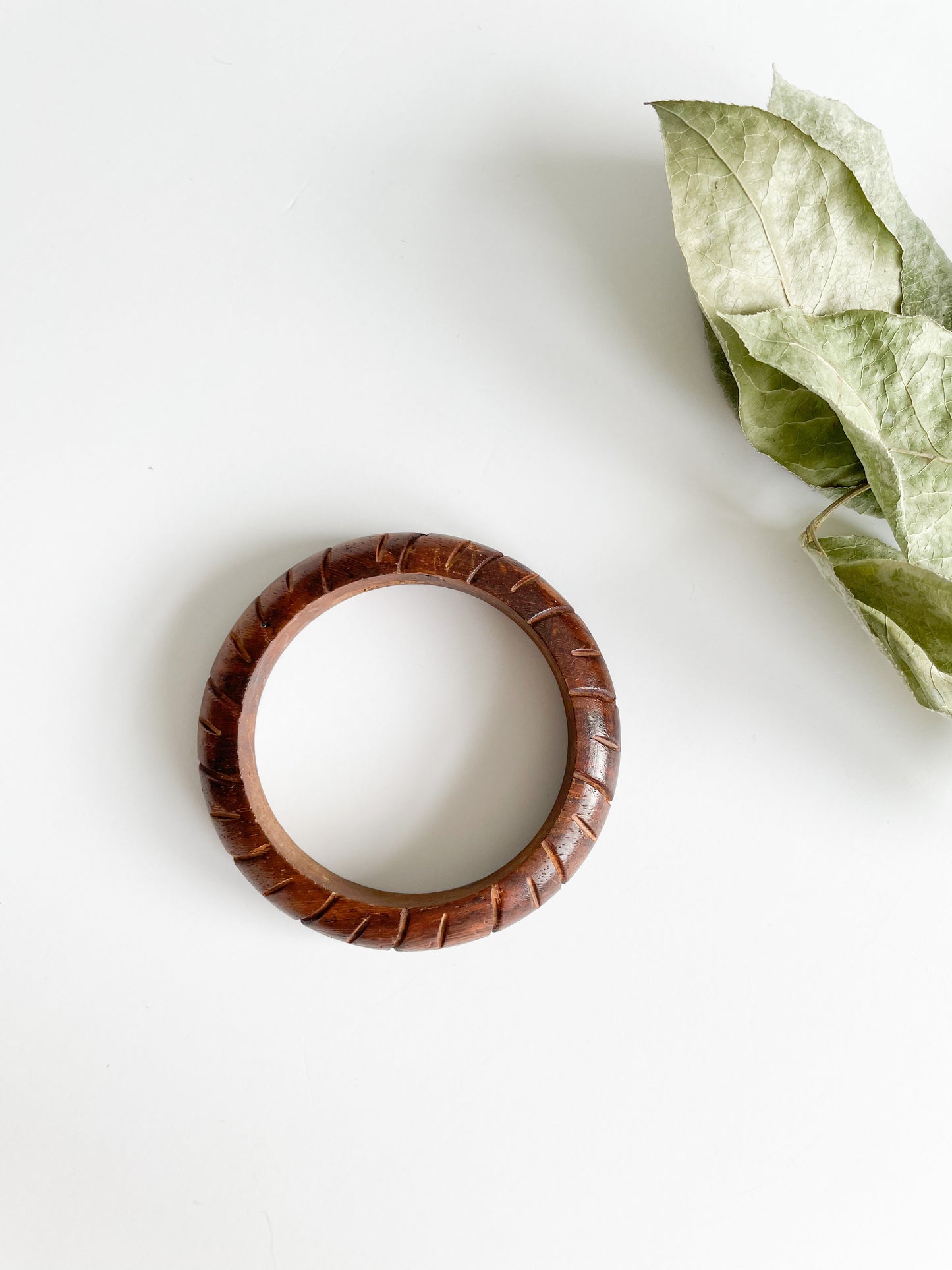 Real Wooden Engraved Bangle Bracelet