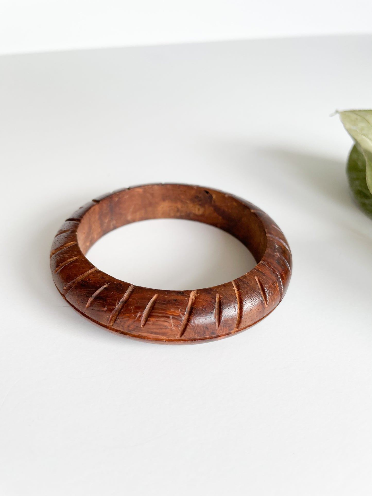 Real Wooden Engraved Bangle Bracelet