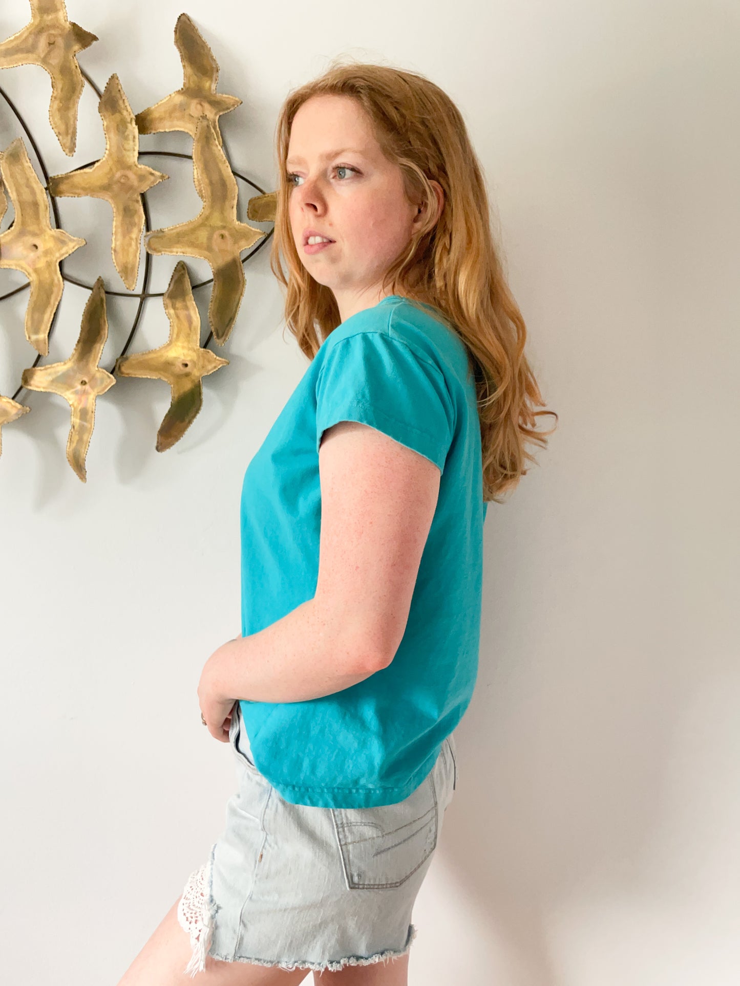 Delta Burke Cotton Stretch V-Neck T-Shirt - Medium