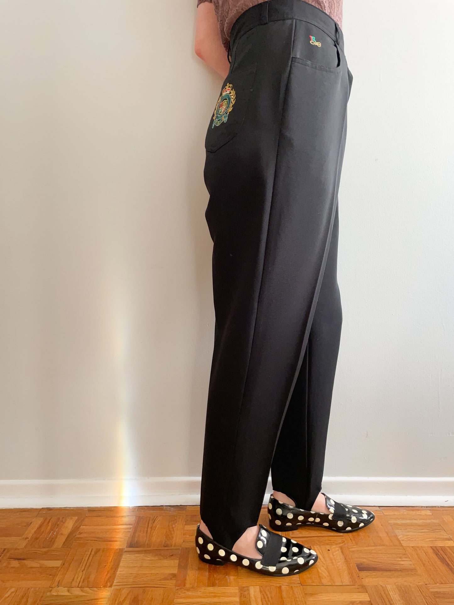 Tamsrum Black High Rise Trouser Stirrup Pants - S/M
