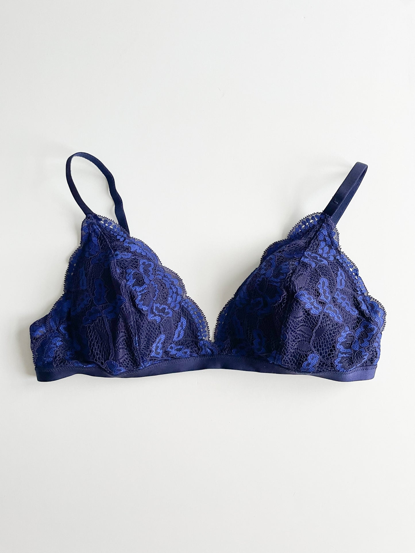 La Senza Blue Lace Lined Triangle Bralette - Medium