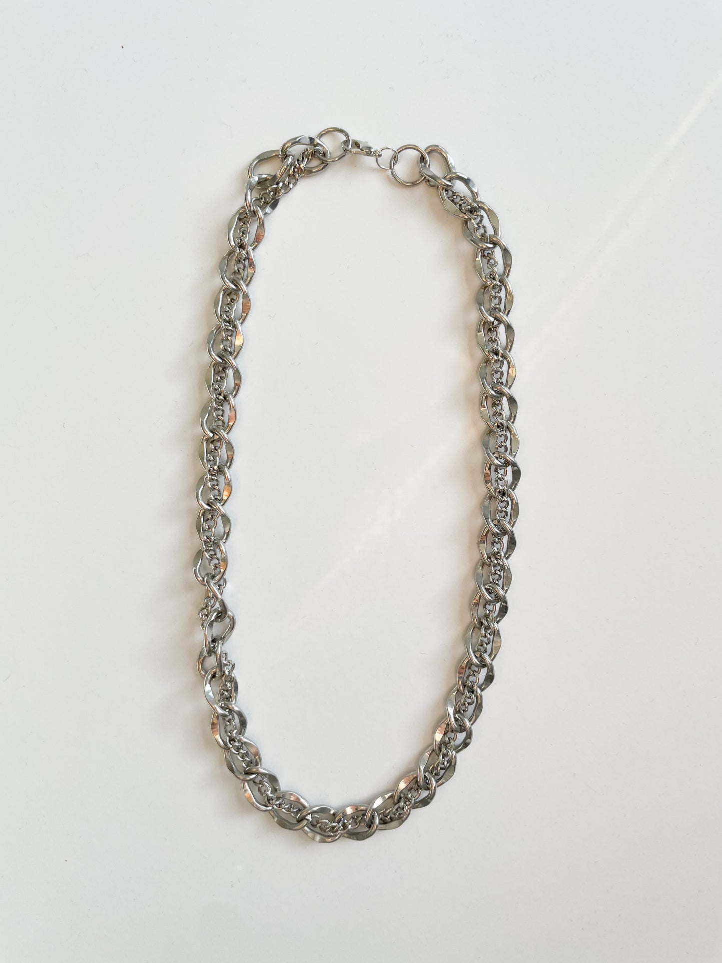 Silver Braided Two Chain Necklace
