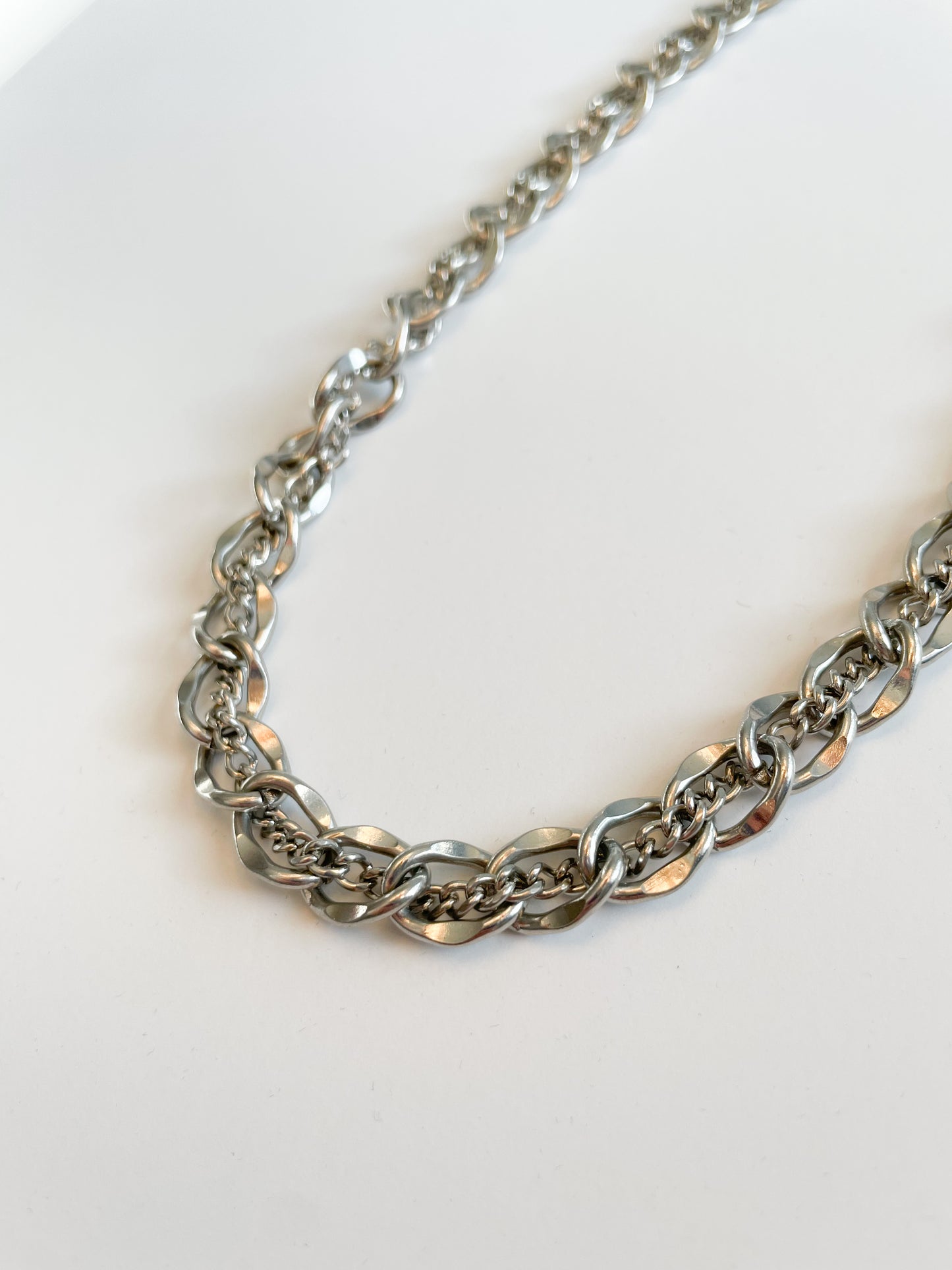 Silver Braided Two Chain Necklace