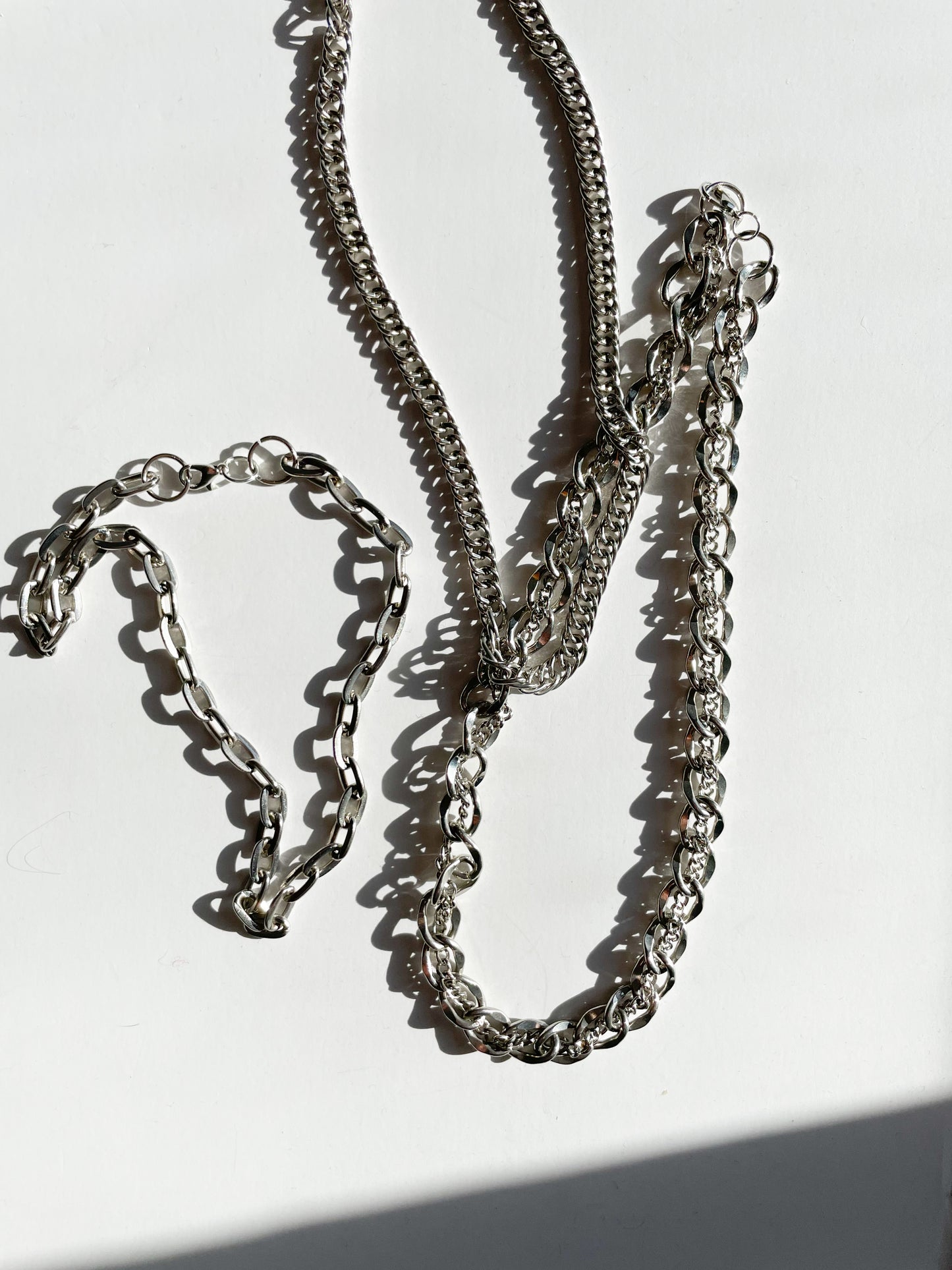 Silver Braided Two Chain Necklace