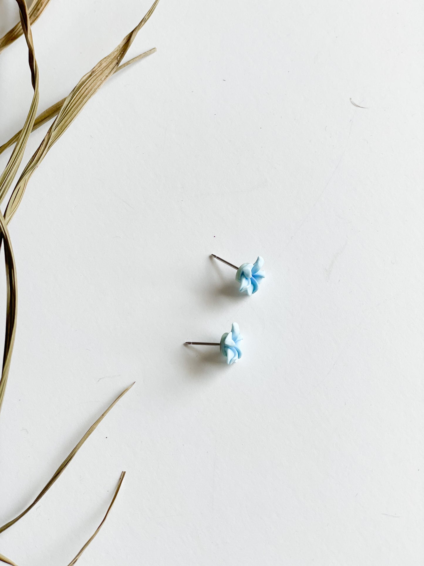 Tropical Blue Flower Stud Earrings
