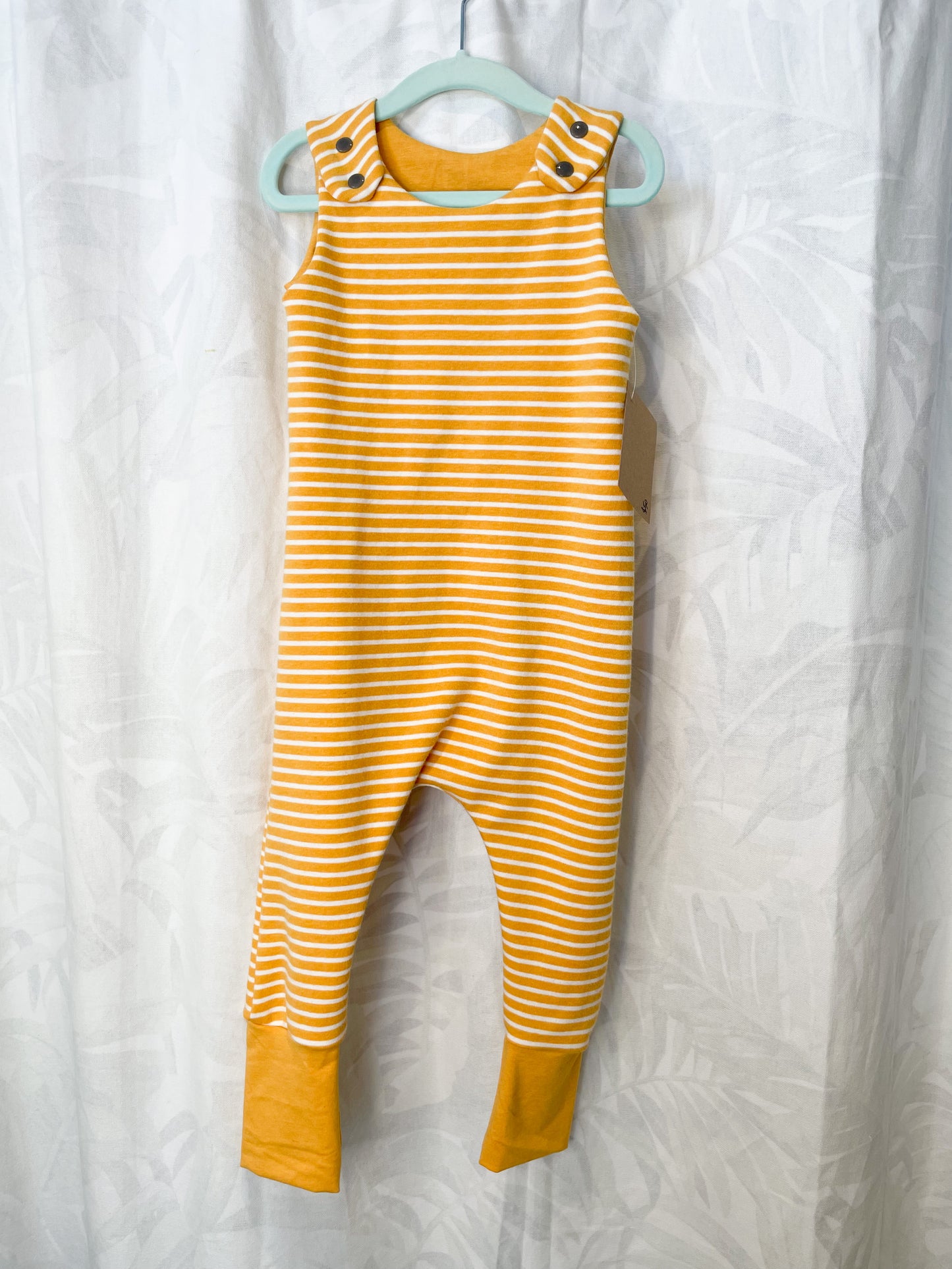 Yellow Stripe Cotton Stretch Grow-With-Me Baby Jumpsuit - 6 Months - 3 Years